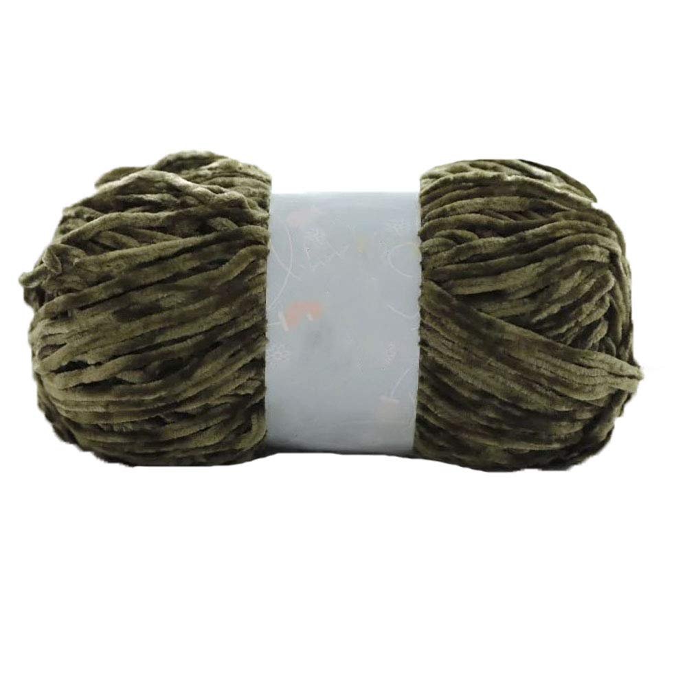 Premium Olive Green Velvet Chenille Yarn for Knitting & Crochet - 100g/3.5oz Soft Fluffy Yarn for Blankets, Pillows, Winter Scarves & Sweaters - Perfect for DIY Home Decor & Cozy Winter Crafts