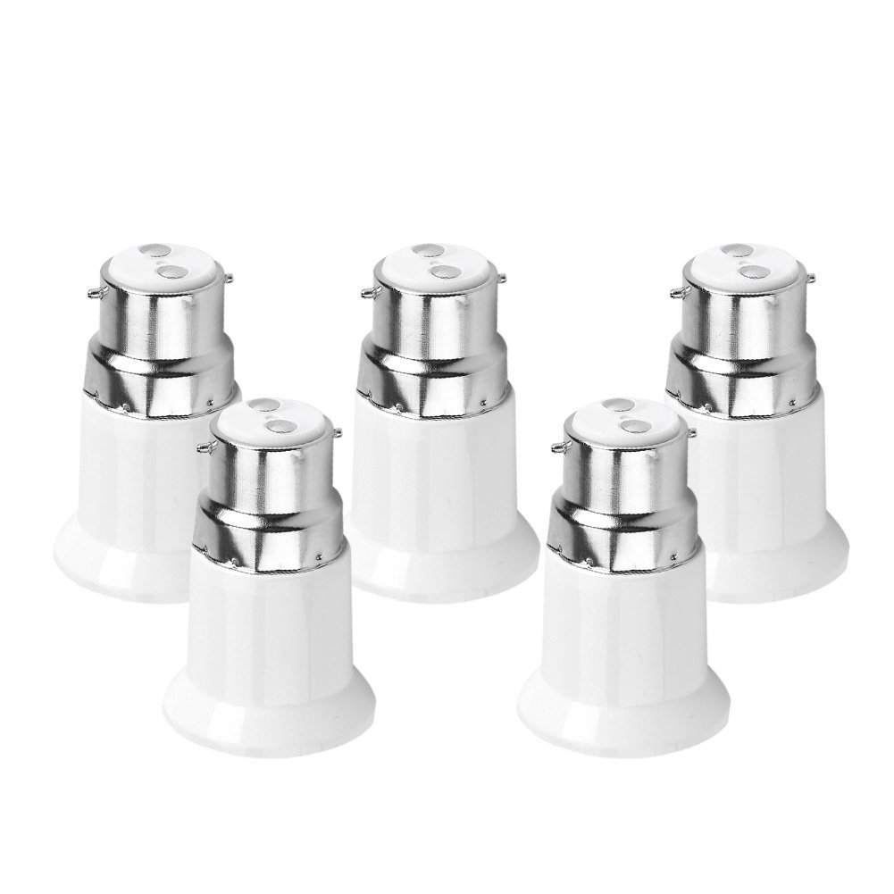 Yosoo B22 to E27 Bulb Adapter 5Pcs - Lamp Holder Converter Base Socket Adapter for LED, CFL, Incandescent Bulbs - Perfect for Home, Office, and Workshop Lighting Upgrades