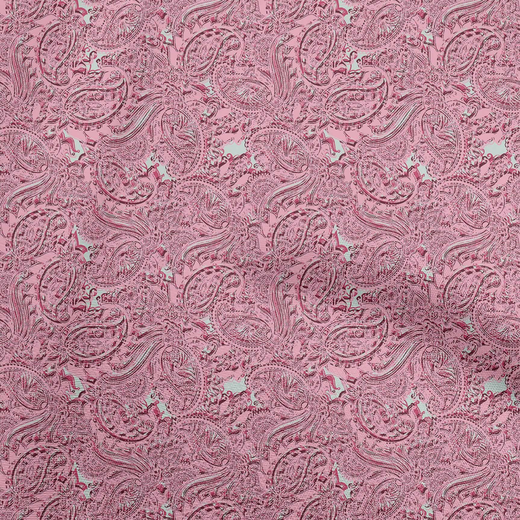 oneOone Cotton Flex Pink Kalamkari Printed Dress Fabric - 40 Inch Wide by The Yard (591) | Perfect for Ethnic Dresses, Sarees, and Home Decor Projects