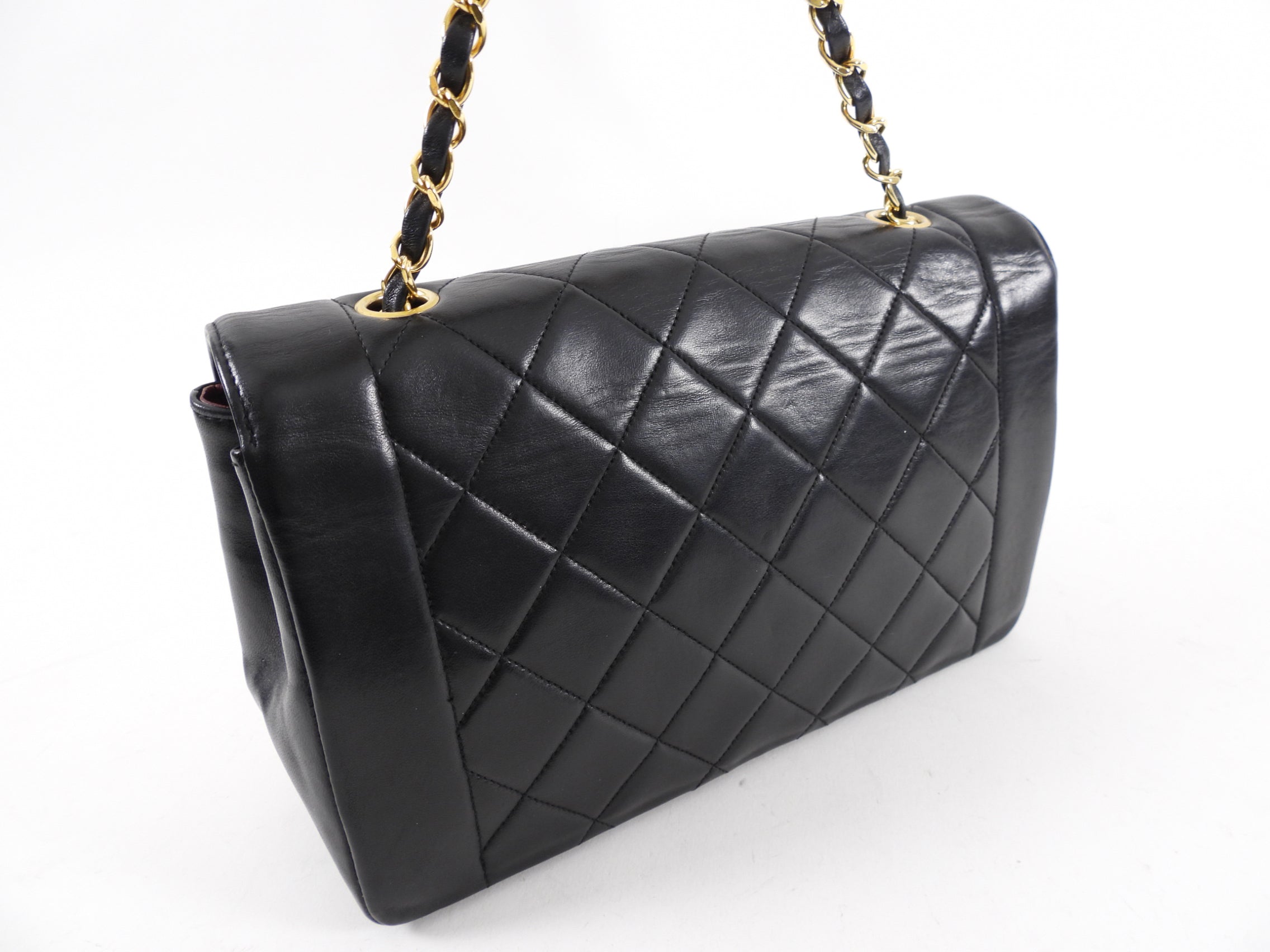 Vintage Chanel Black Lambskin Quilted Diana Medium Flap Bag 2000-2002 Collection | Luxury Designer Handbag for Women | Perfect for Evening Events, Parties & Special Occasions