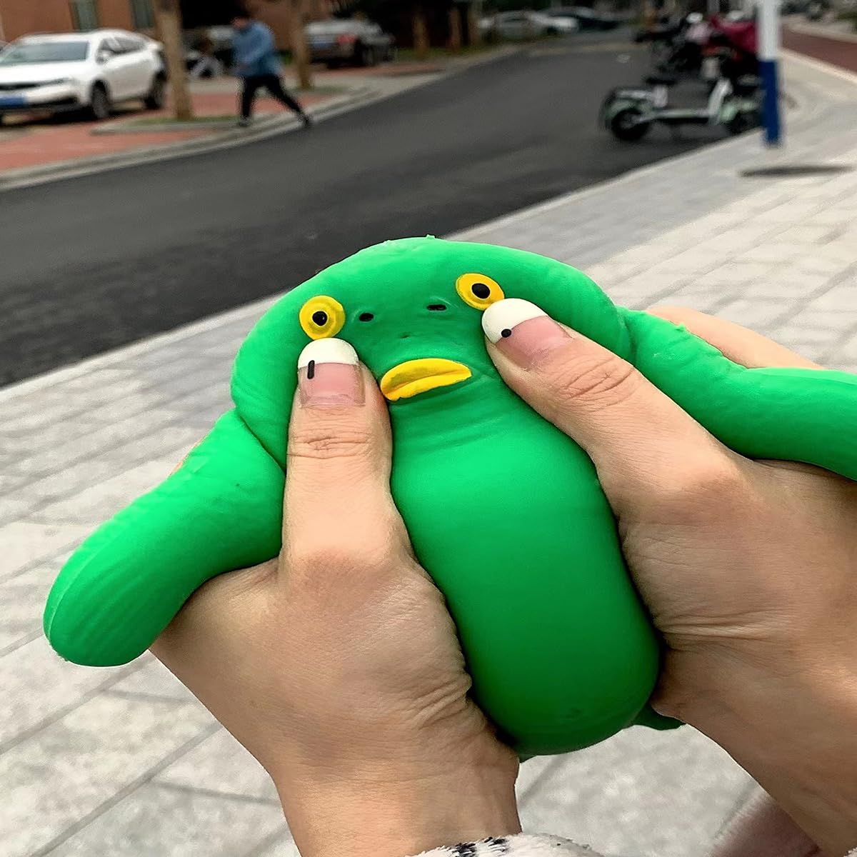 Green Head Fish Squishy Sand Toys - Stretchable Stress Relief Sensory Toy for Anxiety, Women, Men & Kids | Fun TikTok Novelty Squeeze Toy for Memory Sand Play & Relaxation (Large Size) - Perfect for Home, Office & Travel Stress Relief