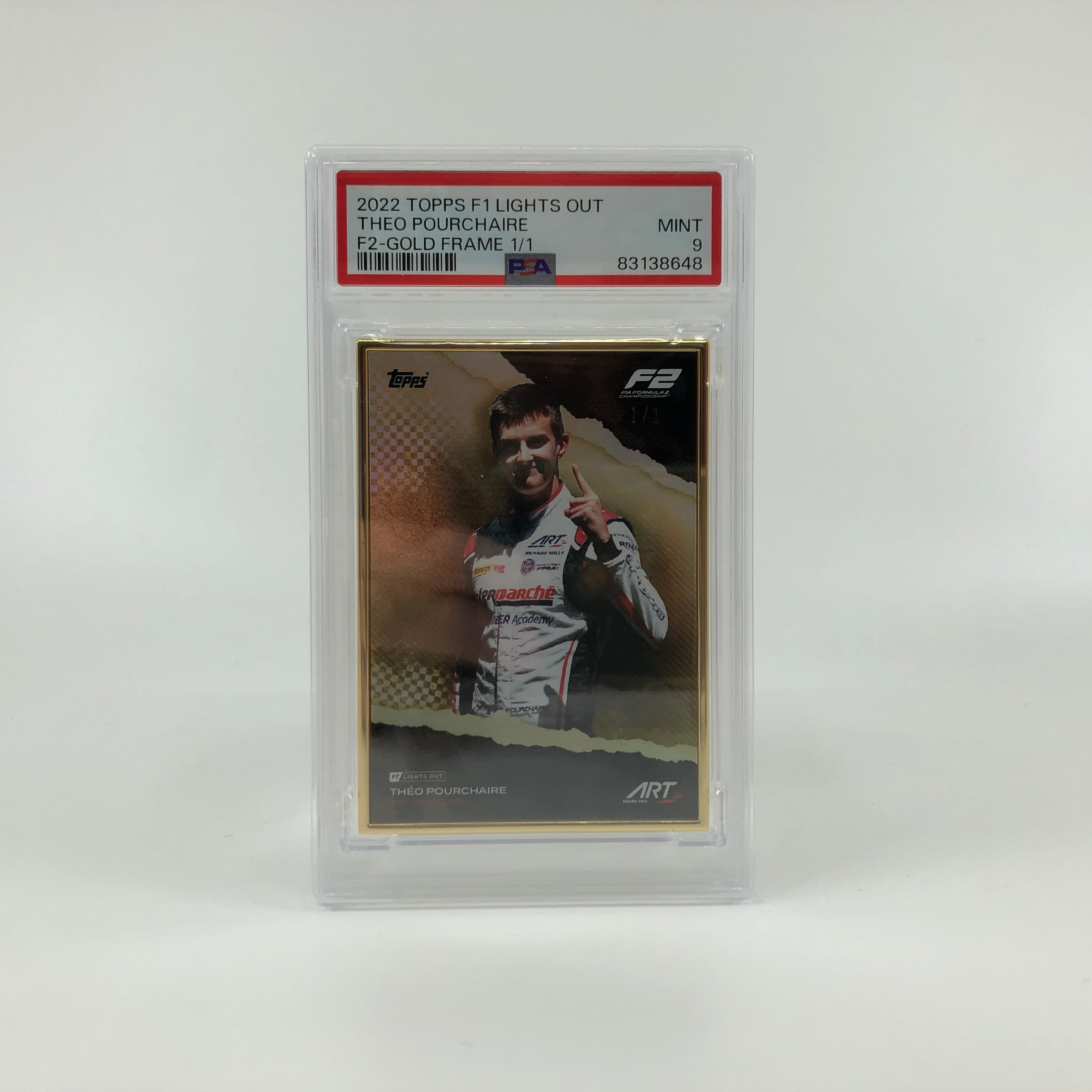 Theo Pourchaire 2022 F2 Driver Gold Frame Collectible Card PSA 9 - Perfect for Racing Memorabilia Collections and Sports Display Cases