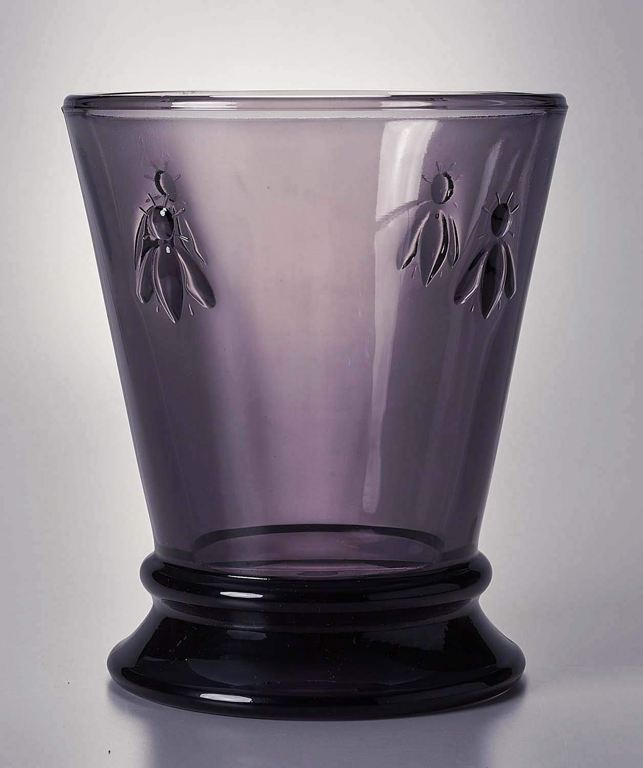 La Rochere Bee Set of 6 Glass Tumblers - Elegant Purple Eggplant Design - Perfect for Iced Tea, Cocktails & Home Decor