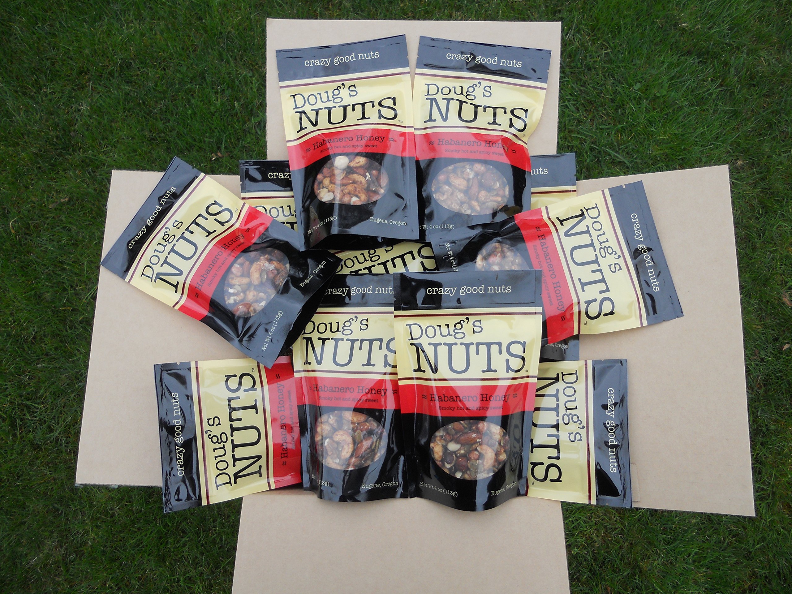 Doug's Nuts Habanero Honey Roasted Peanuts 24-Pack - Gluten Free, Non-GMO, Spicy Snack for Parties, Hiking & Office Break - Crunchy Healthy Nuts with Sweet Heat Flavor