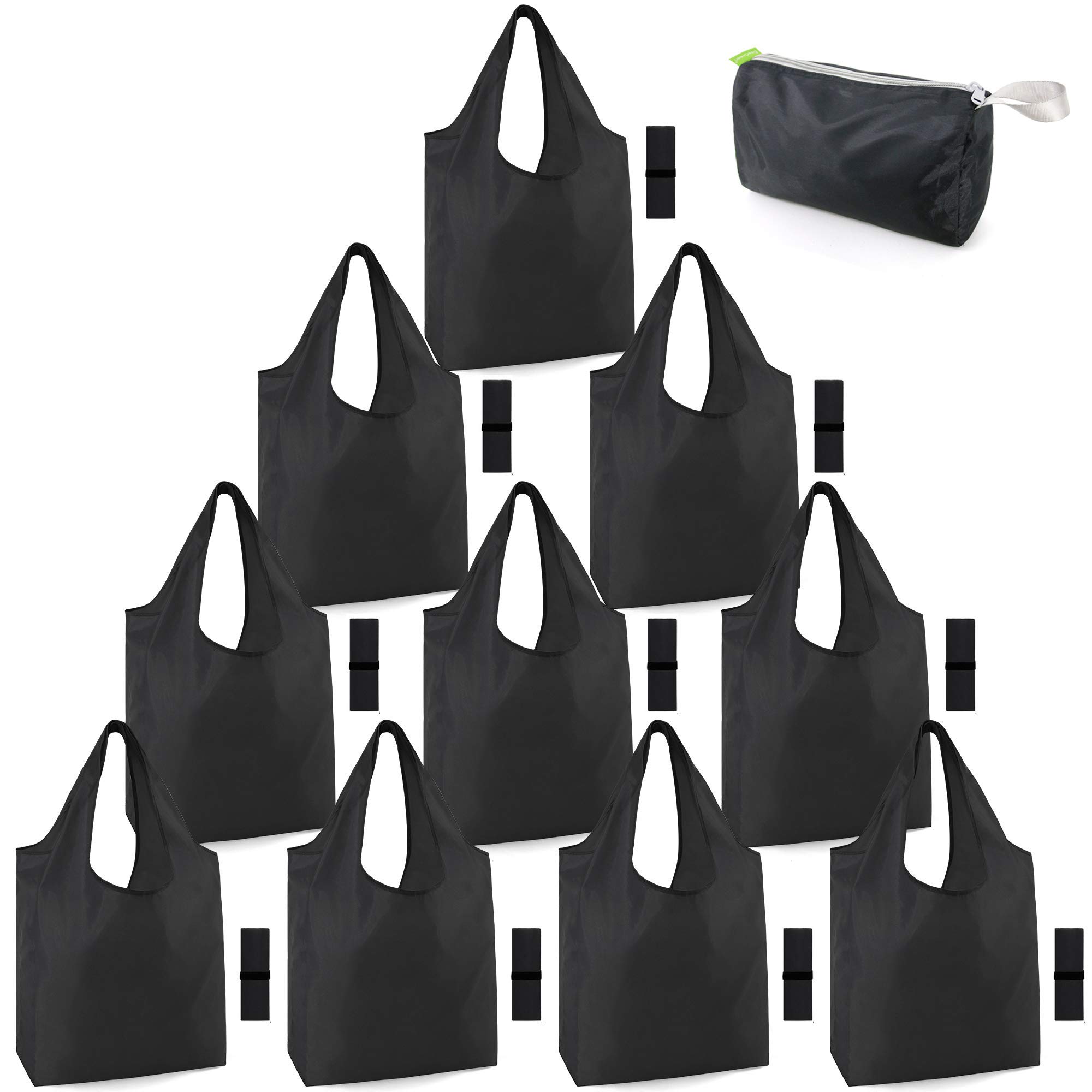 BeeGreen Reusable Grocery Shopping Tote Bags - 10 Pack Large 50LBS Capacity, Cute Sea Turtles Pattern, Washable & Foldable Durable Polyester Bags with Pouch - Perfect for Grocery Shopping, Beach Trips & Eco-Friendly Errands