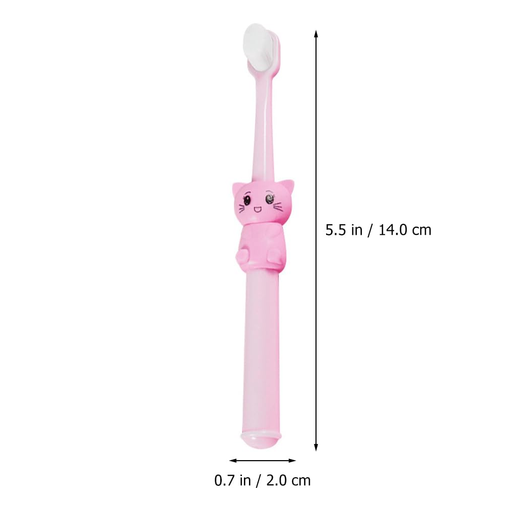 **Healifty 3-Pack Cartoon Cat Toddler Toothbrushes - Soft Bristle Kids Toothbrush Set for Home & Travel (5.51 Inch) - Perfect for Daily Brushing, School, and Family Trips**