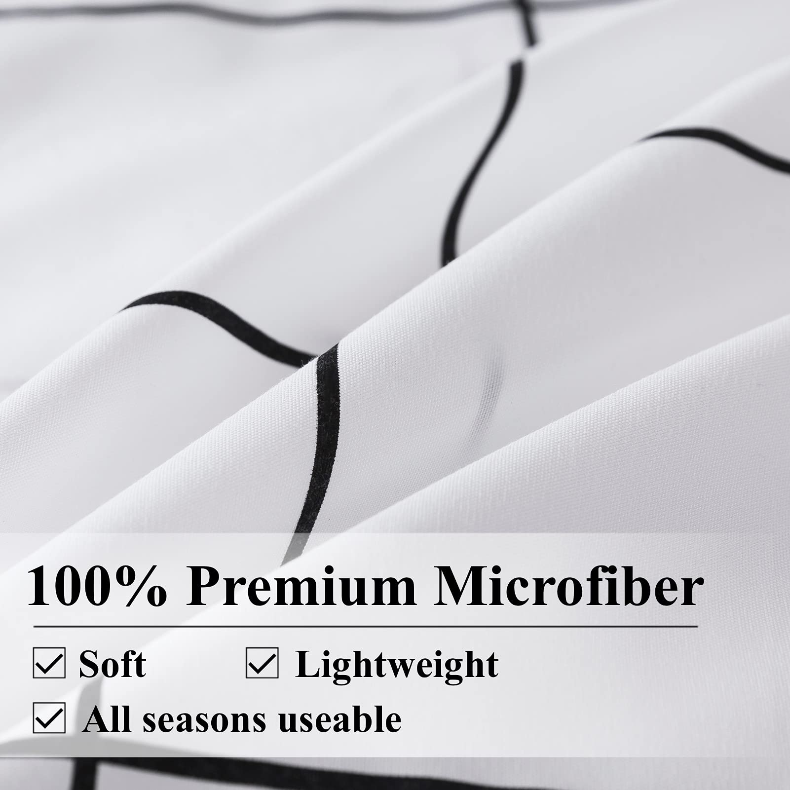Andency White Grid Comforter Set Twin Size (66x90 Inch) - 2 Piece Lightweight Microfiber Bedding Set with Plaid Design & Pillowcase | Perfect for Dorm Rooms, Guest Beds & Cozy Bedroom Decor