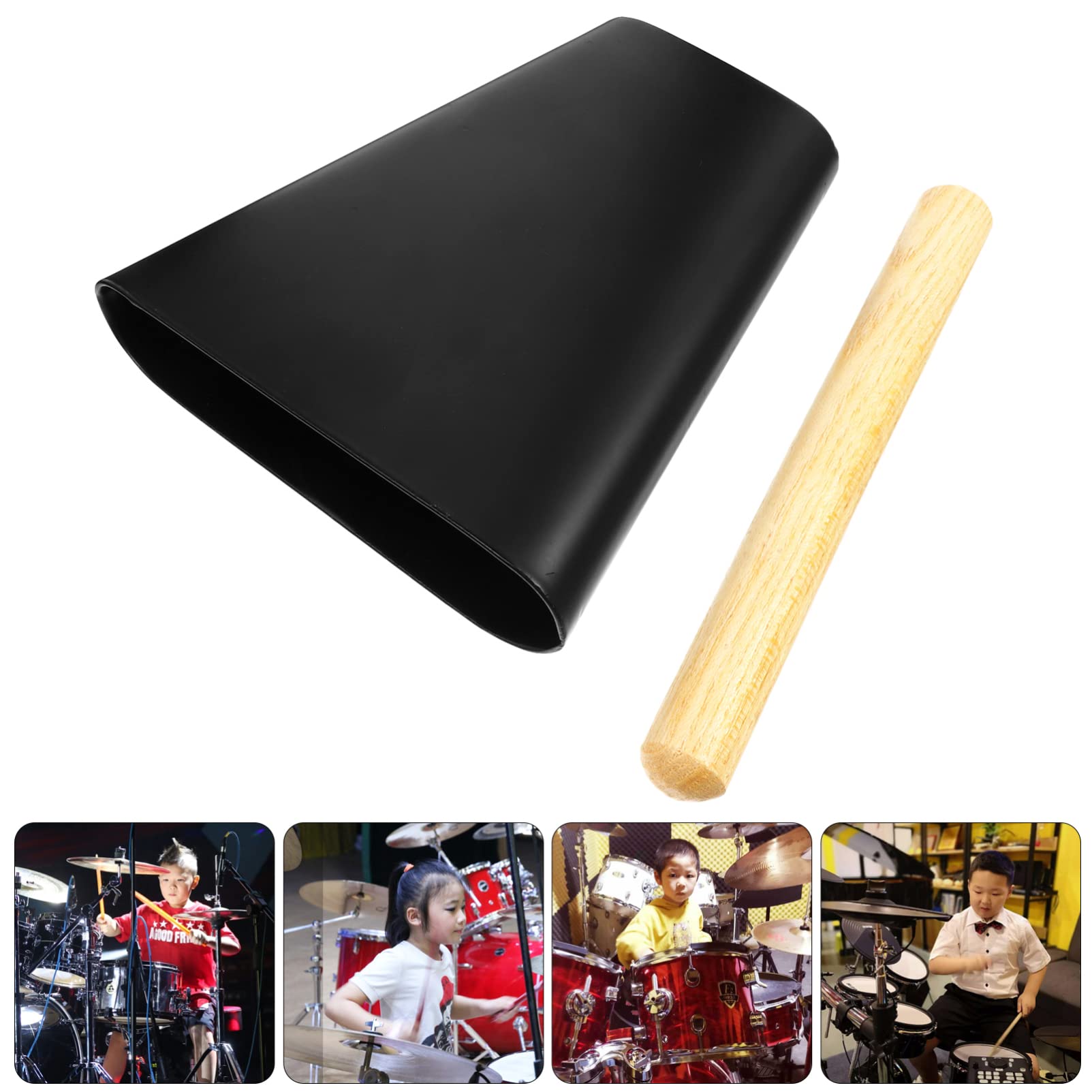 6 Inch Metal Cowbell with Wooden Stick - Loud Percussion Instrument for Sports Events, Music Bands & Festivals | Misten Noise Maker