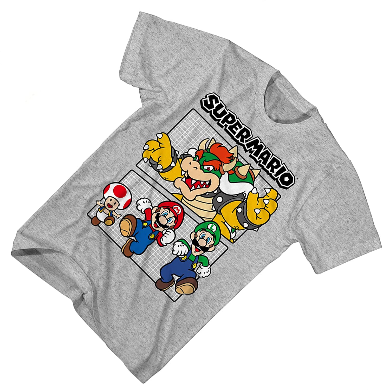 Super Mario Bros Vintage T-Shirt for Boys - Nintendo Characters Mario, Luigi, Zelda, Kirby & Donkey Kong - Retro Gaming Tee for Kids Birthday & Cosplay