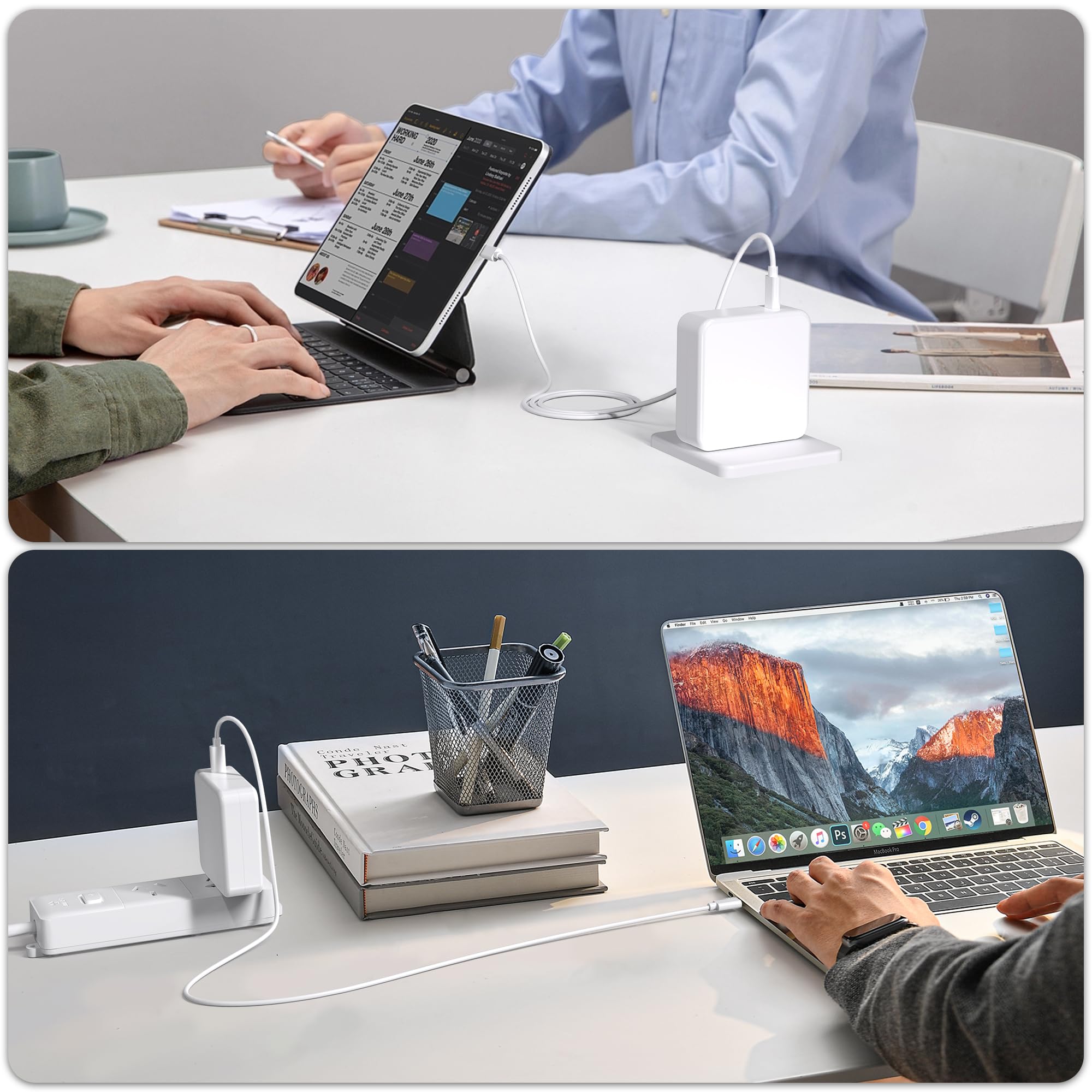100W USB C Fast Charger for MacBook Pro 16/15/14/13 Inch & MacBook Air 13 Inch | PD 3.0 Power Adapter Compatible with iPad Pro 2021-2018 | Compact Travel Laptop Charger for Home, Office & Coffee Shop Use
