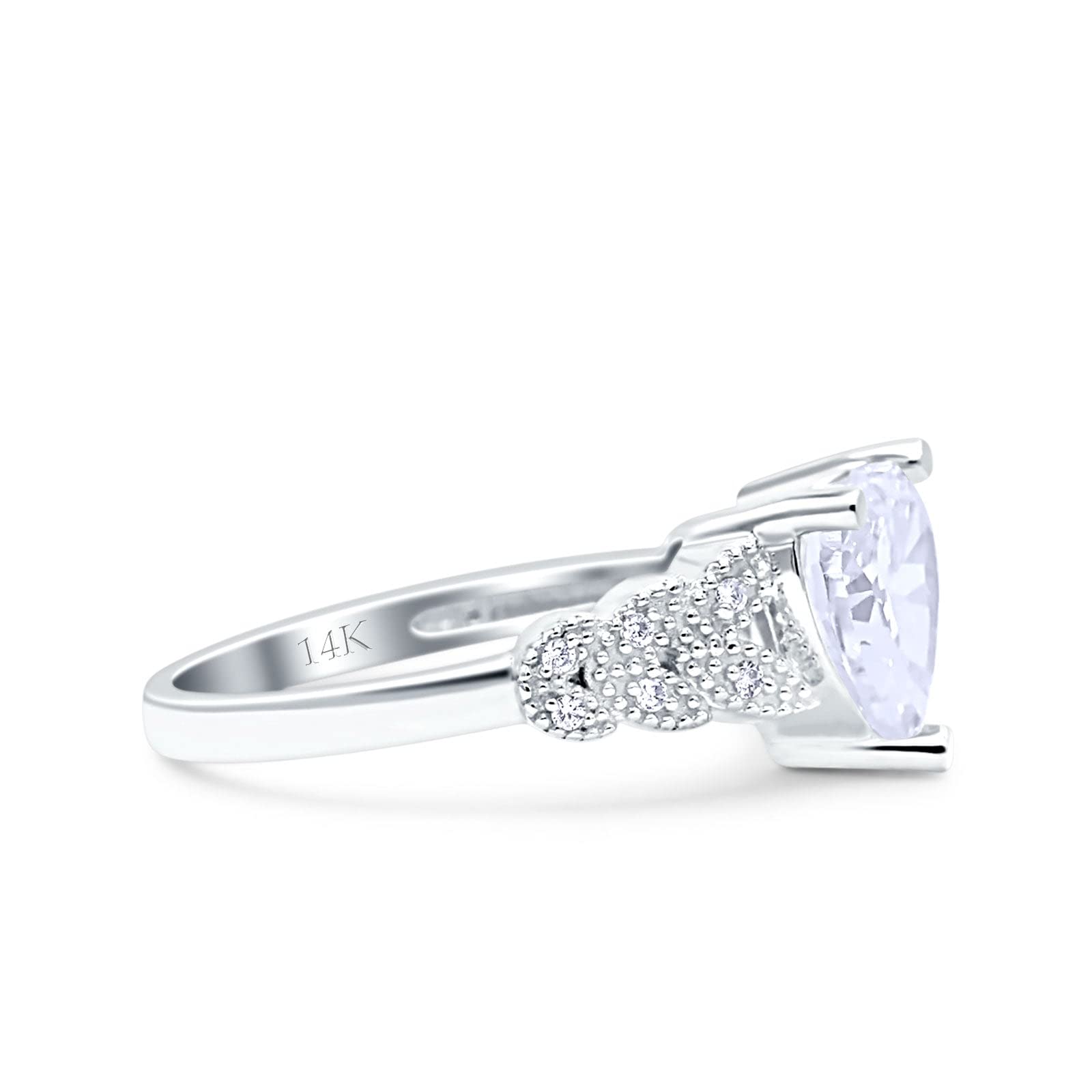 14K Gold Heart Promise Ring for Women - Cubic Zirconia Bridal Wedding Engagement Ring - Perfect for Anniversaries, Proposals & Romantic Gifts