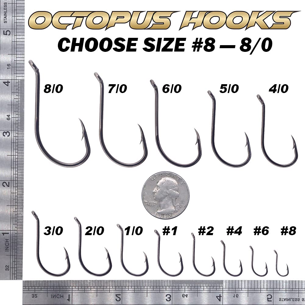 Octopus Fishing Hooks - 100/50 Pack Circle Beak Hooks for Freshwater & Saltwater Fishing - Red & Black Hooks for Bass, Trout, Catfish - Ideal for Bait Fishing, Trolling, and Shore Casting