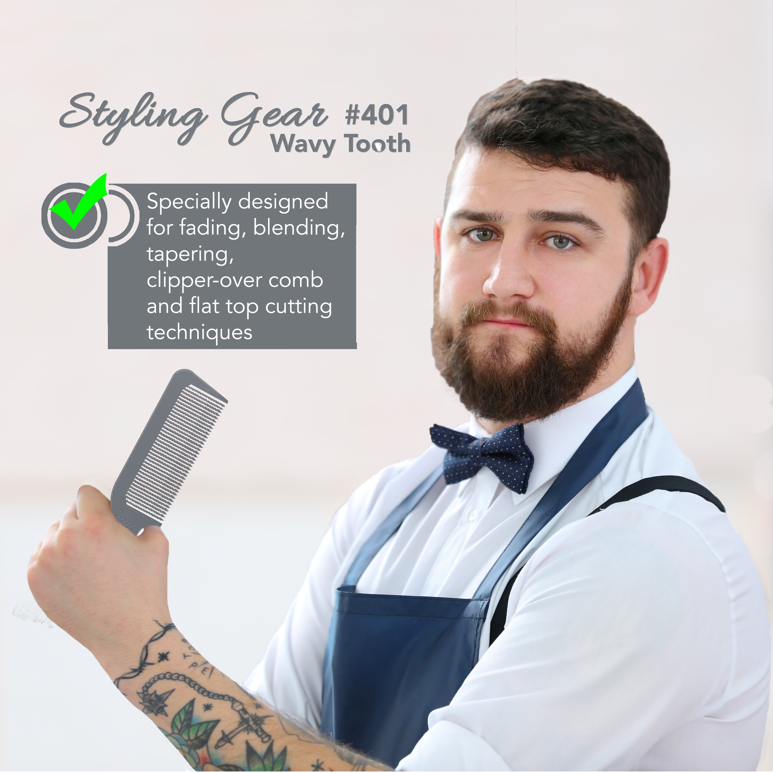 Styling Gear 401 XL Clipper Comb for Flattop Haircuts - Wavy Teeth Design, Professional Gray Hair Clipper Comb (2-Pack) | Perfect for Barbershops, Home Haircuts & Professional Grooming