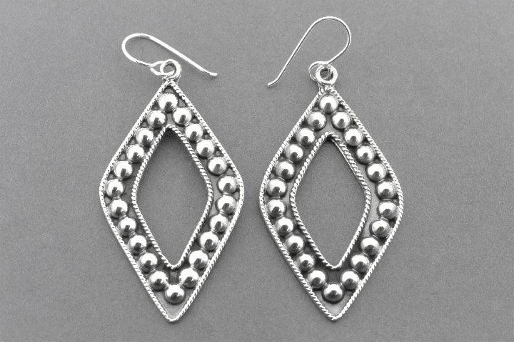 Diamond Tribal Earrings for Women - Sterling Silver Dangle Hoop Earrings - Elegant Boho Jewelry for Parties, Weddings & Everyday Wear