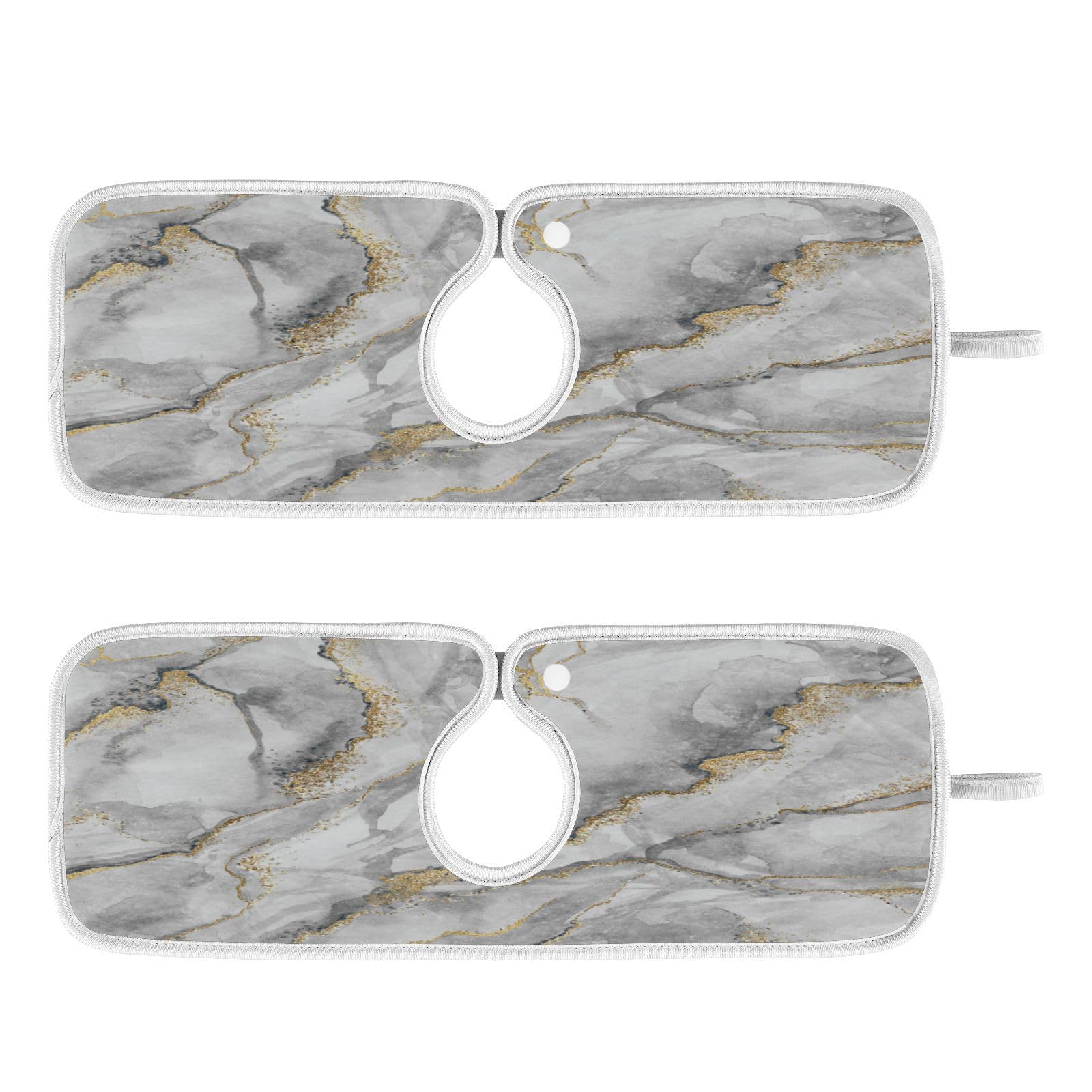 2 Pack White Marble with Gold Veins Sink Splash Guard - Absorbent Kitchen Faucet Mat, Drip Catcher & Drying Mat for Farmhouse & Bathroom - Perfect for Kitchen Sink, Bar Counter & Vanity Protection