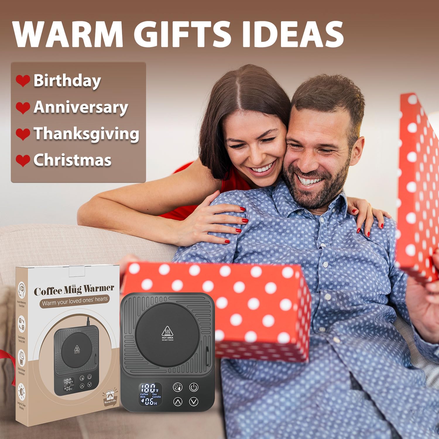36W Fast Heating Electric Coffee Mug Warmer with Auto On/Off - Perfect Desk Accessory for Tea & Coffee Lovers - Ideal Gift for Men, Office Workers & Home Use - Black Smart Candle Warmer Plate for Mugs