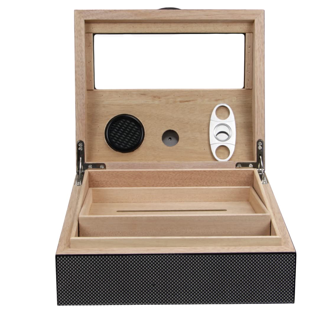 Premium Wood Lined Cigar Cabinet Humidor - Airtight Cigar Storage Case with Hygrometer | Ideal for Cigar Aficionados & Best Man Gifts | Perfect for Home Bars, Office Use & Special Occasions