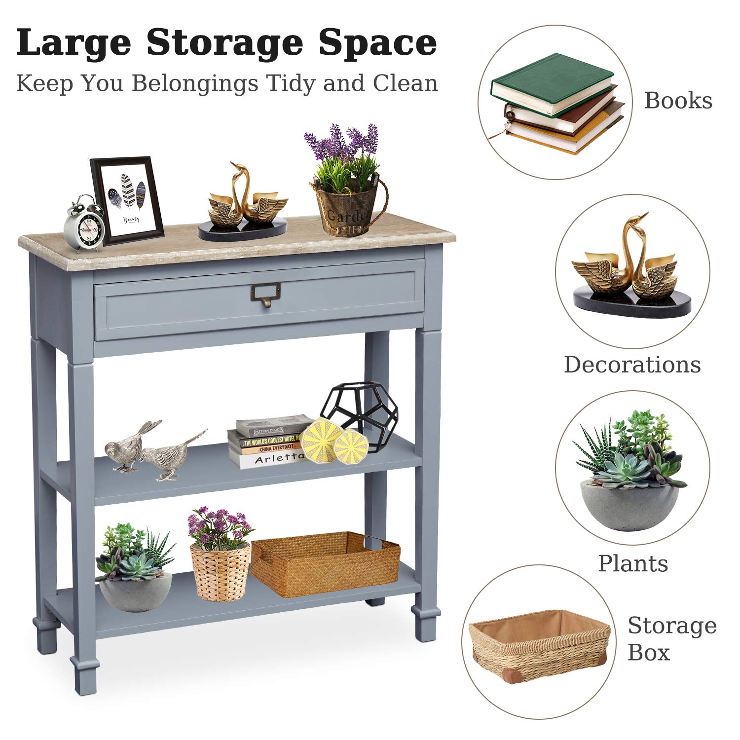 Kinborbaby Narrow Console Table with Storage - Slim Hallway & Entryway Table for Small Spaces | Perfect for Apartments, Living Rooms, and Foyers