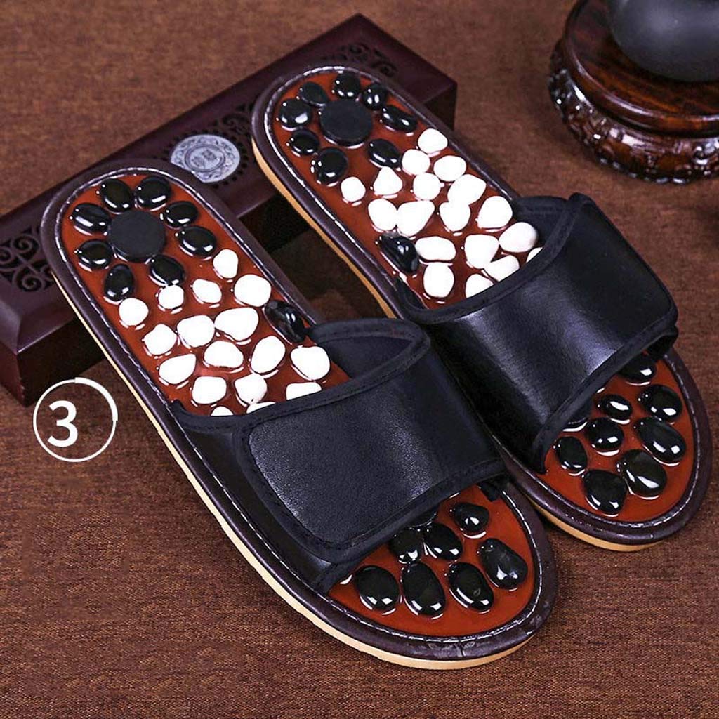 Pebble Acupuncture Foot Massage Slippers for Men & Women - Home Relaxation Massage Shoes with Reflexology Stones - Perfect for Stress Relief, Circulation & Comfort After Work or Yoga