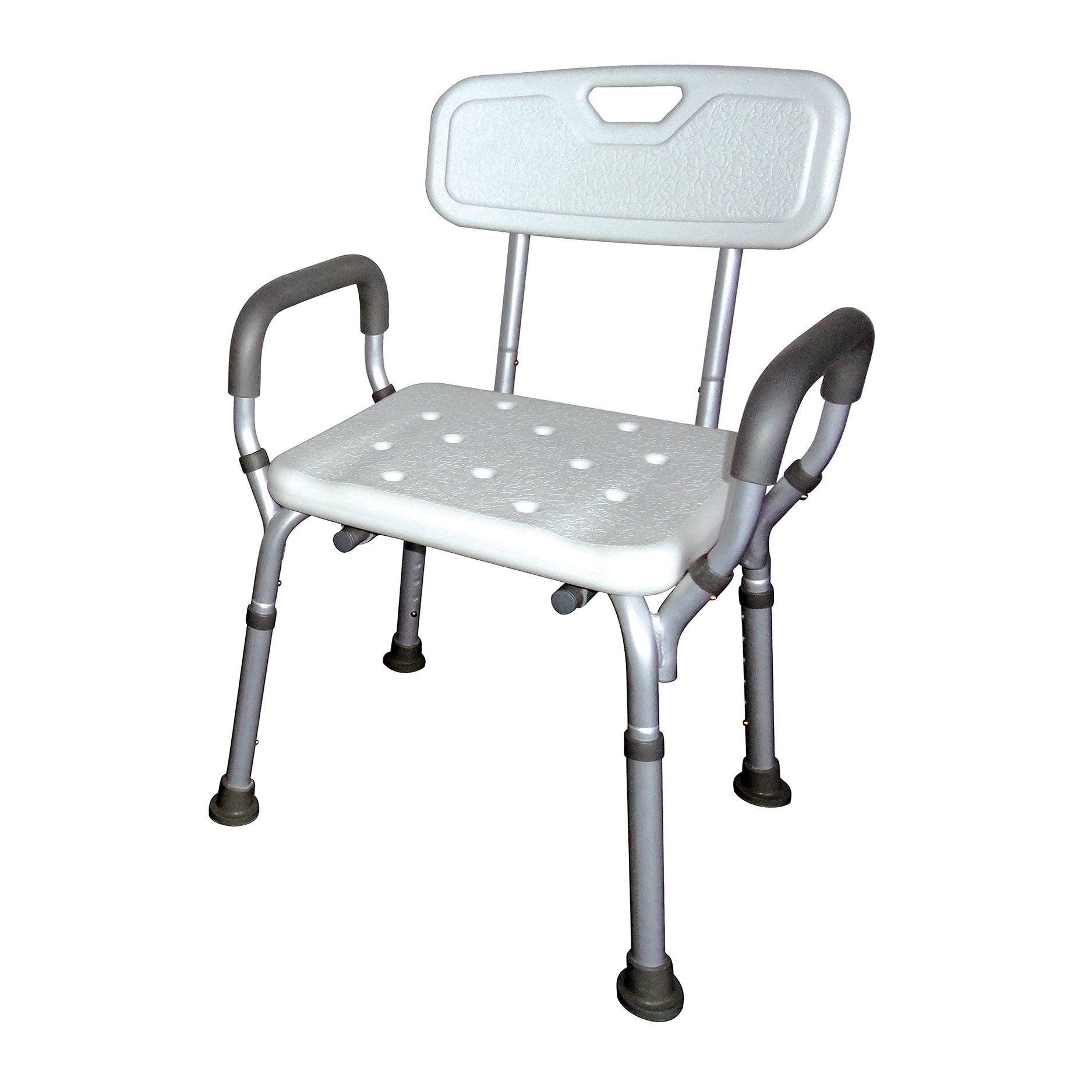 Premium Adjustable Shower Chair with Backrest & Arms - Tool-Free Snap-On Assembly, Lightweight & Portable - Ideal for Elderly, Disabled & Travel Use - Bathroom Safety Bench for Seniors & Mobility Assistance