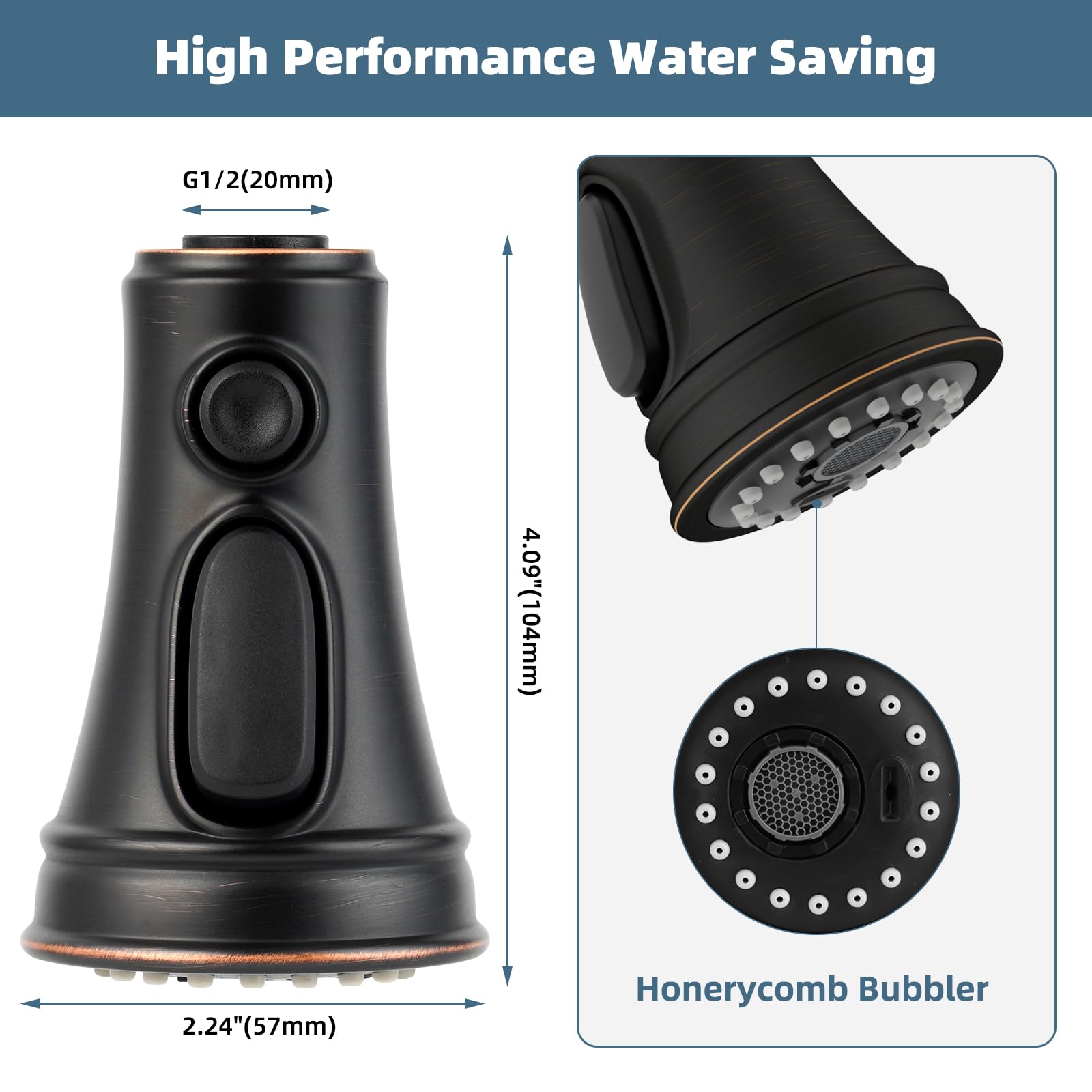 iFealClear Pull Down Kitchen Faucet Spray Head - 3 Spray Modes, Oil Rubbed Bronze Finish, Compatible with Moen Delta Kohler (Includes 15 Adapters) - Perfect for Washing Dishes, Cleaning Sinks & Food Prep