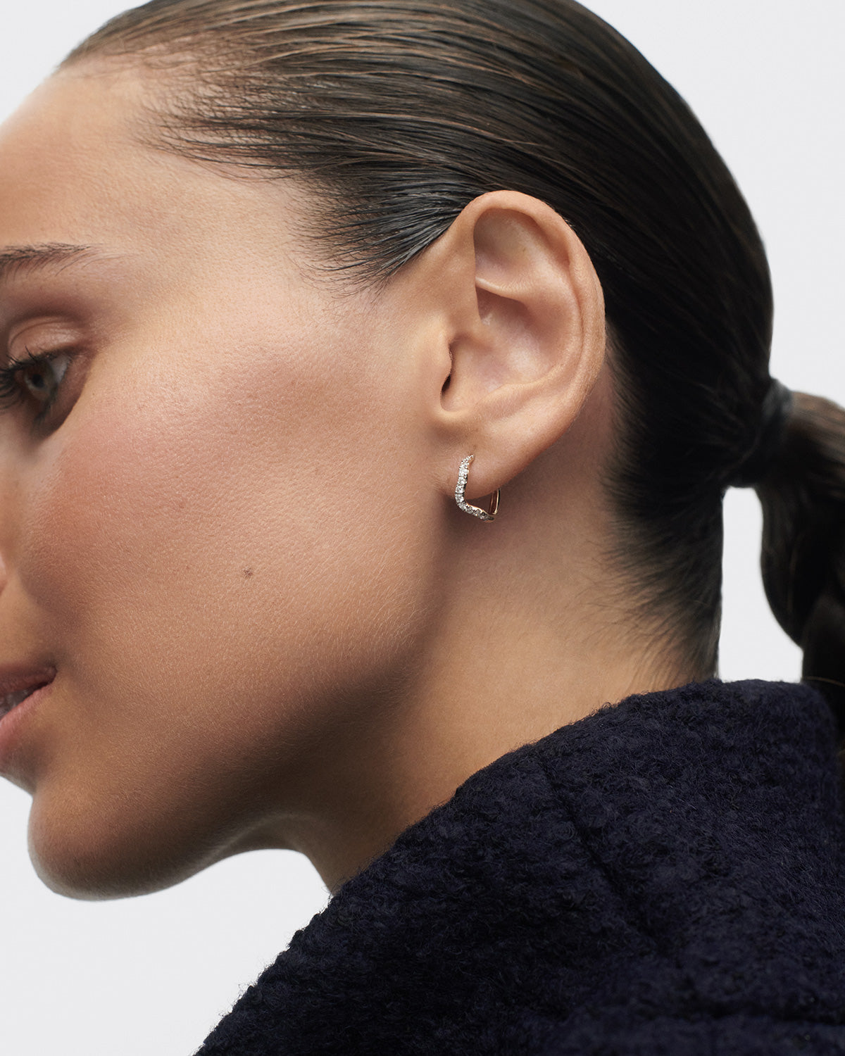 GRID Diamond & Gold Hoop Earrings for Women - Elegant Dangle Drop Earrings for Party, Wedding & Everyday Wear