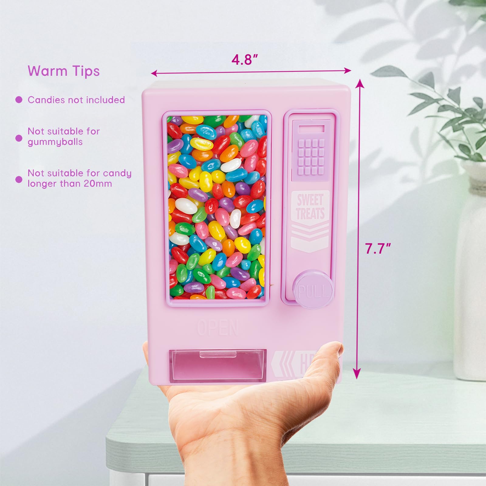 YOBRO Manual Candy Dispenser - Cute Desktop Vending Machine for Mini Candies | Perfect Birthday & Christmas Gift for Girls, Friends & Girlfriends | Fun for Office, Home Decor & Party Favors (Pink)