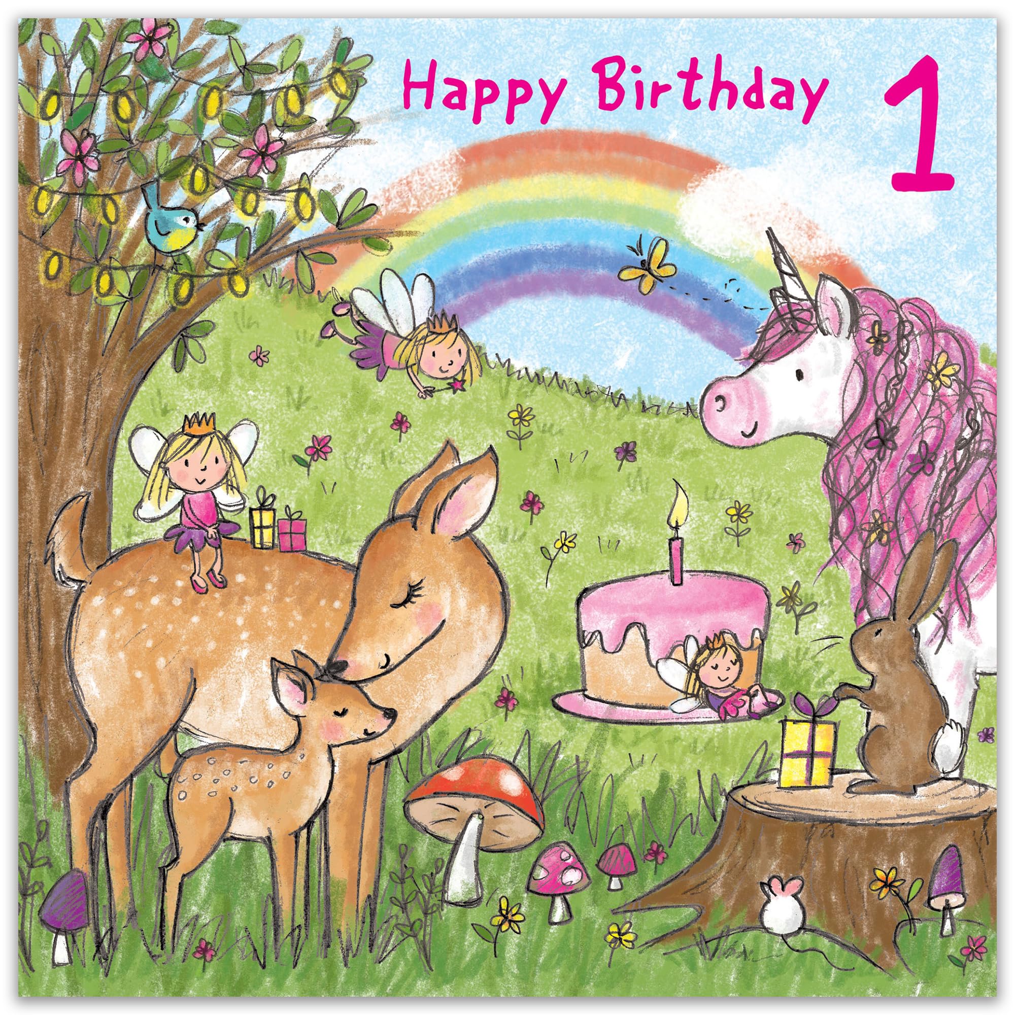 Twizler Unicorn 1st Birthday Card for Girls - Age 1 Birthday Greeting Card with Cute Unicorn Design - Perfect for Baby Girl's First Birthday Party, Baby Shower Gift, or Keepsake Memory