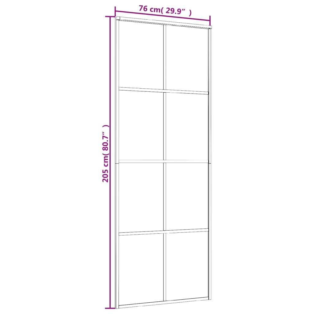 vidaXL Black Glass Sliding Barn Door Kit - 76x205 cm ESG Glass & Aluminum Track - Modern Interior Partition for Home, Office, and Room Divider