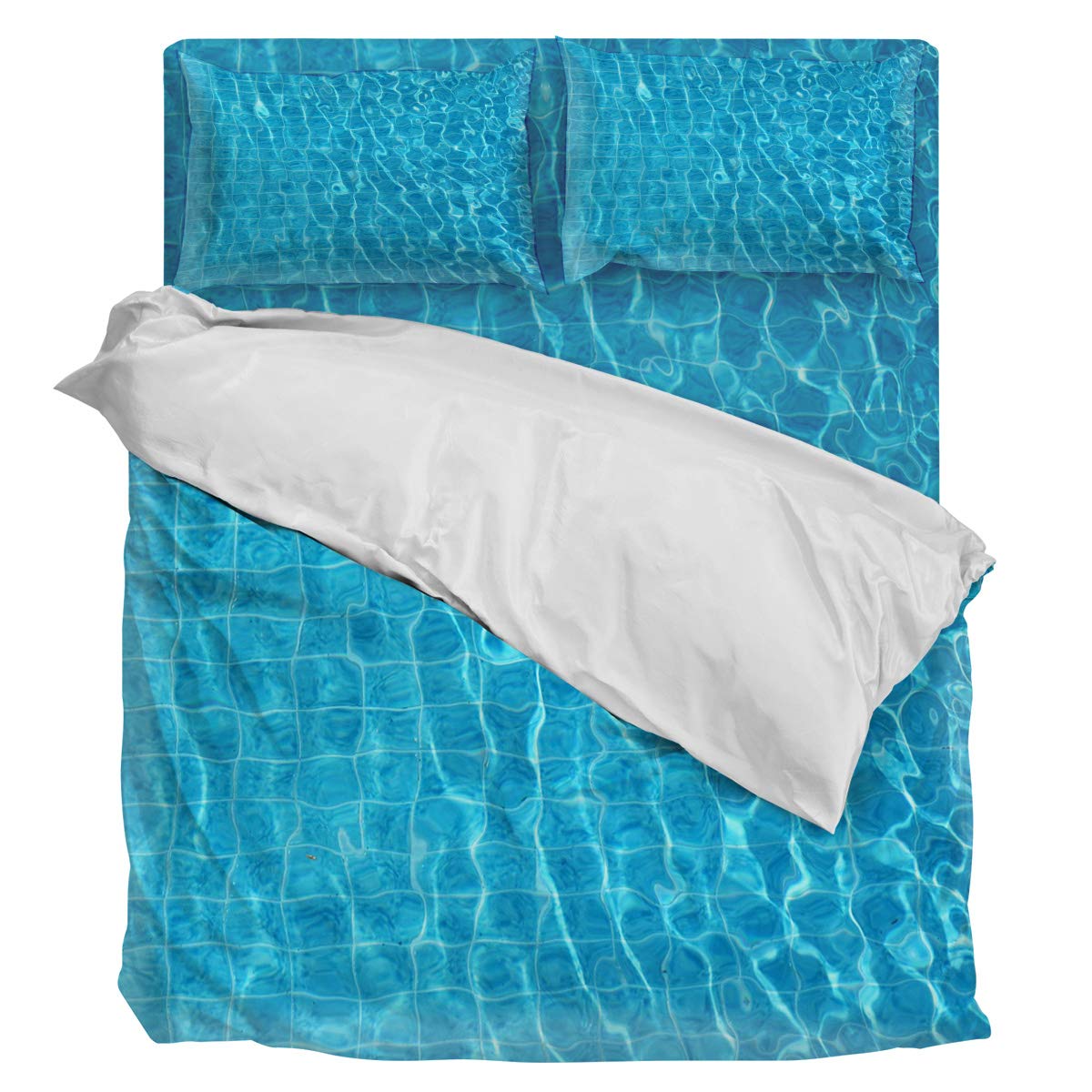 Luxury 4-Piece King Size Sunflower Duvet Cover Set - Soft Comforter Cover with 1 Duvet, 1 Sheet & 2 Pillowcases - Ocean Blue Water Design for Master Bedroom Decor