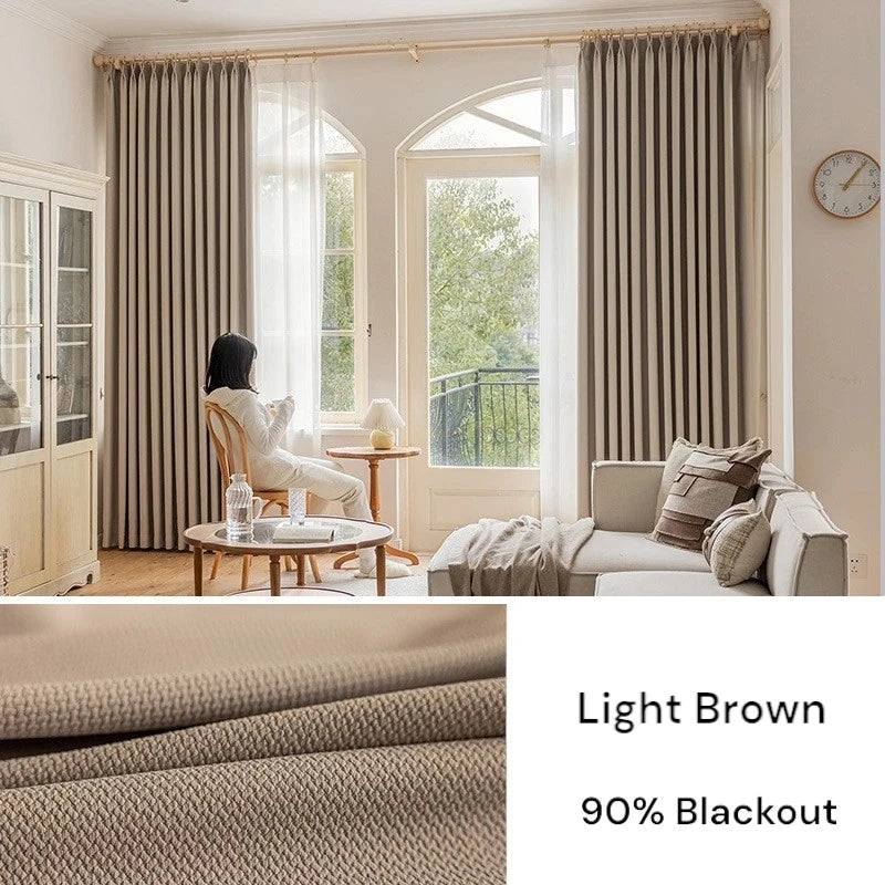Amalia Cotton Linen Japandi Textured Room Darkening Curtains - Blackout Window Drapes for Bedroom, Living Room & Nursery - Noise Reducing & Light Blocking Home Decor