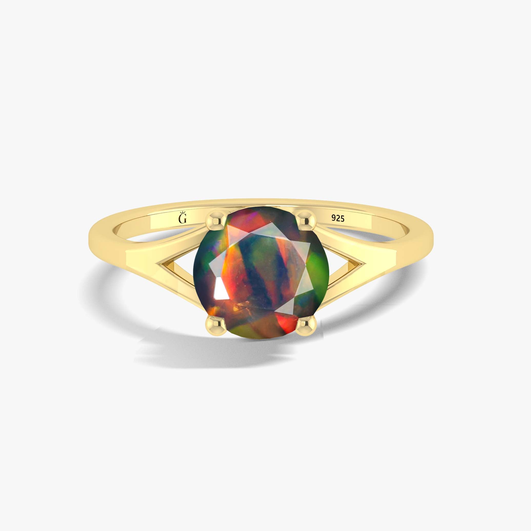 Stunning Round Faceted Black Opal Statement Ring for Women | Elegant Jewelry Gift for Birthday, Anniversary & Special Occasions | Handmade Silver Gemstone Fashion Accessory
