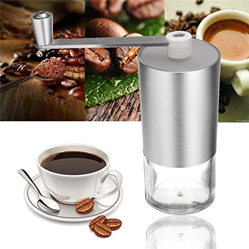 Premium Aluminum Manual Coffee Grinder - Adjustable Burr Mill for Espresso, Beans, Spices & Nuts | Portable Hand Crank Coffee Bean Grinder for Home, Camping & Travel
