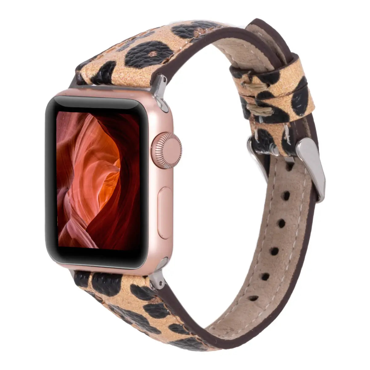 Leopard Print Leather Apple Watch Band - Slim & Stylish Replacement Strap for Women & Men - Perfect for Workouts, Office & Everyday Wear