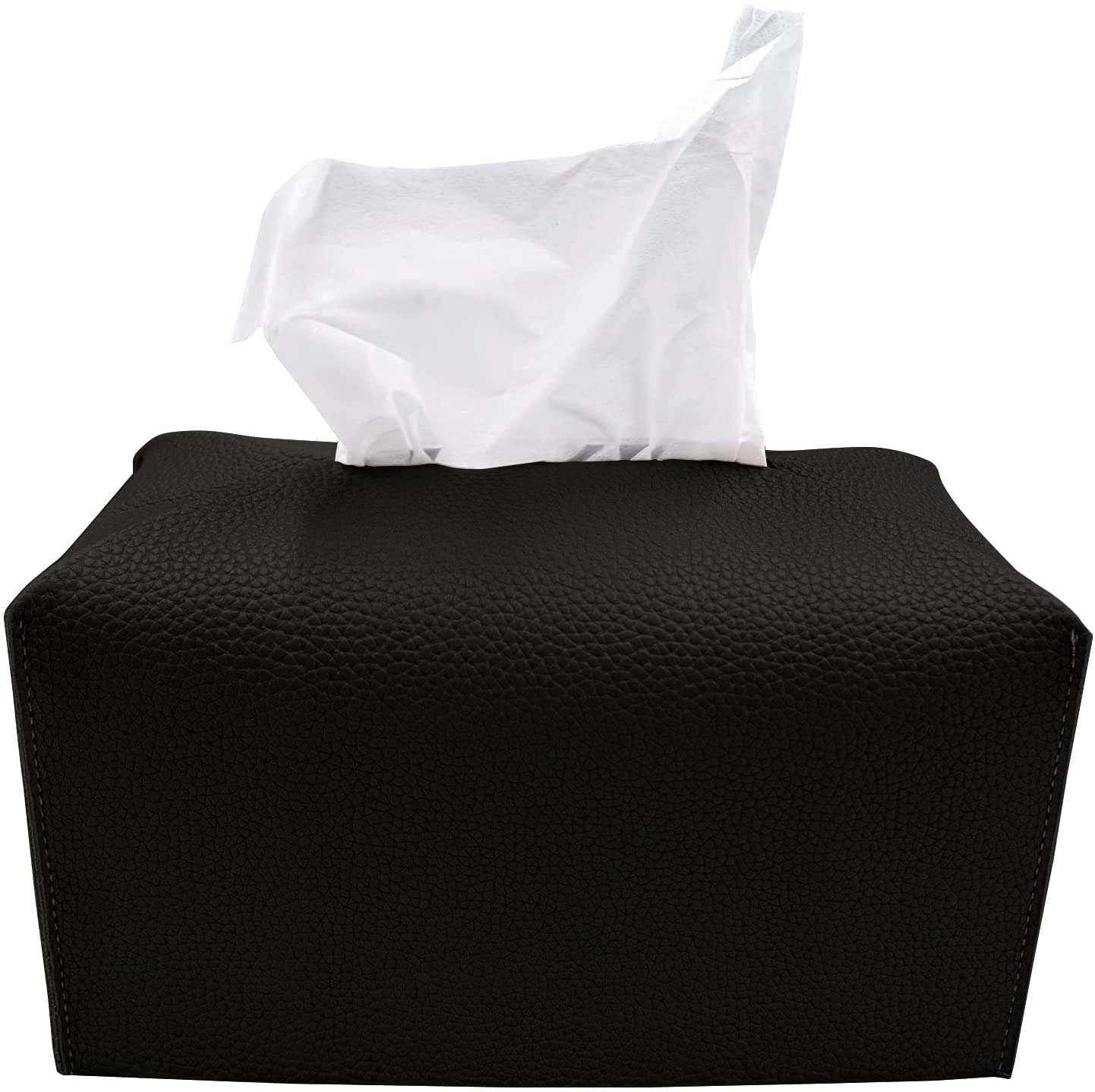 Carrotez Modern PU Leather Tissue Box Cover - Decorative Rectangular Tissue Holder for Bathroom, Vanity, Office Desk & Nightstand (9.5