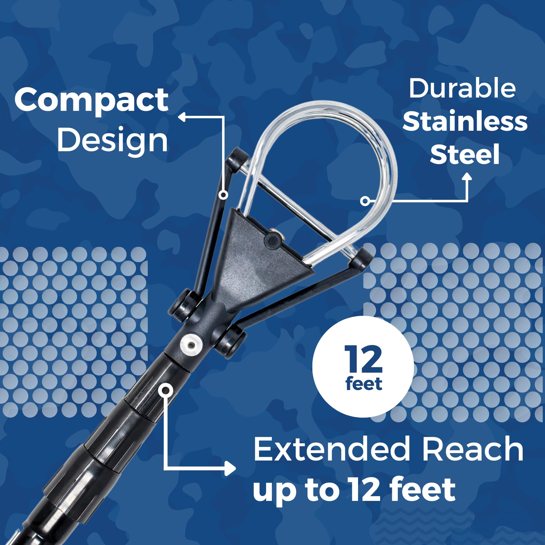 12ft Telescopic Golf Ball Retriever - Dual Zip Headcover Pick Up Tool for Water Hazards & Rough - Lightweight Golf Accessory for Practice, Tournaments & Course Maintenance (Perfect for Driving Range & Backyard Practice)