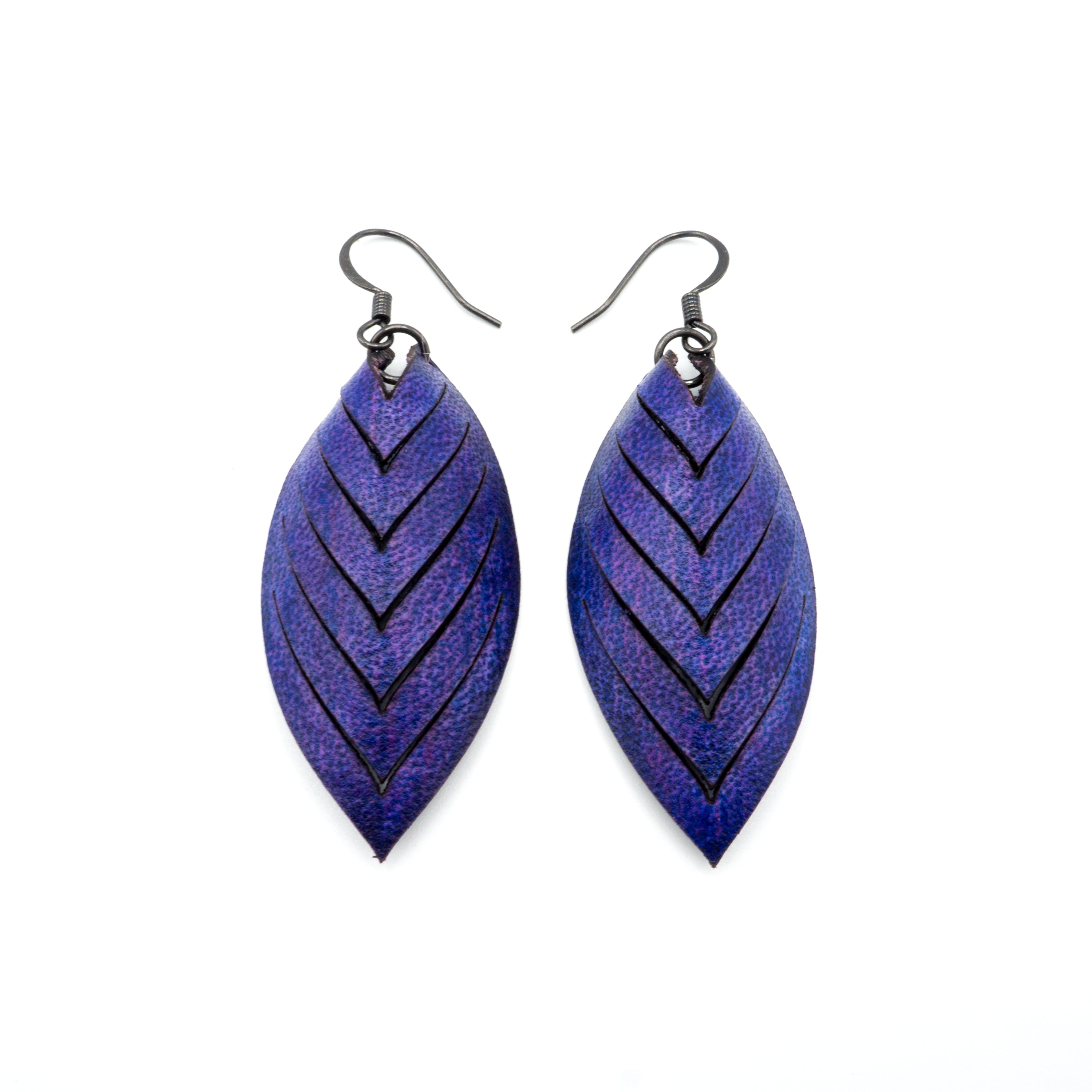 Terrabyte 14 [S] Purple Leather Earrings for Women - Boho Chic Handmade Dangle Drop Earrings for Casual Wear, Parties & Special Occasions
