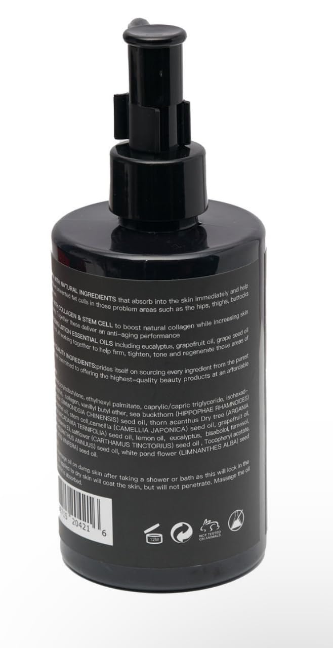 Best Anti-Cellulite Massage Body Oil for Firming & Smoothing Skin - Natural Slimming Treatment for Thighs, Hips & Stomach - Perfect for Post-Workout Recovery & Spa Nights
