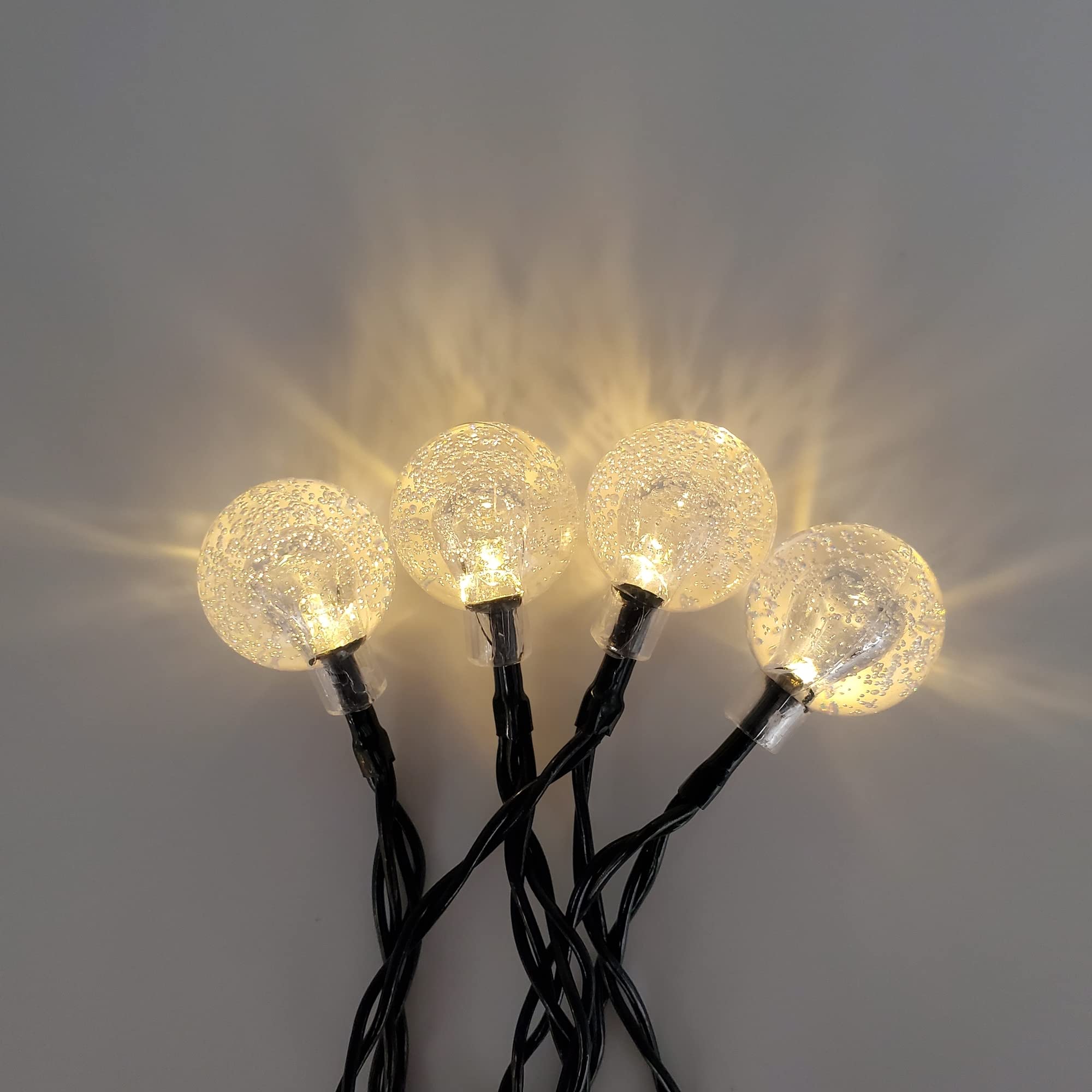 LumaBase 37001 Solar Powered Crystal Ball String Lights - 20 LED Waterproof Outdoor Fairy Lights with 8 Modes, Soft White Warm Glow for Garden, Patio, Wedding & Party Decorations