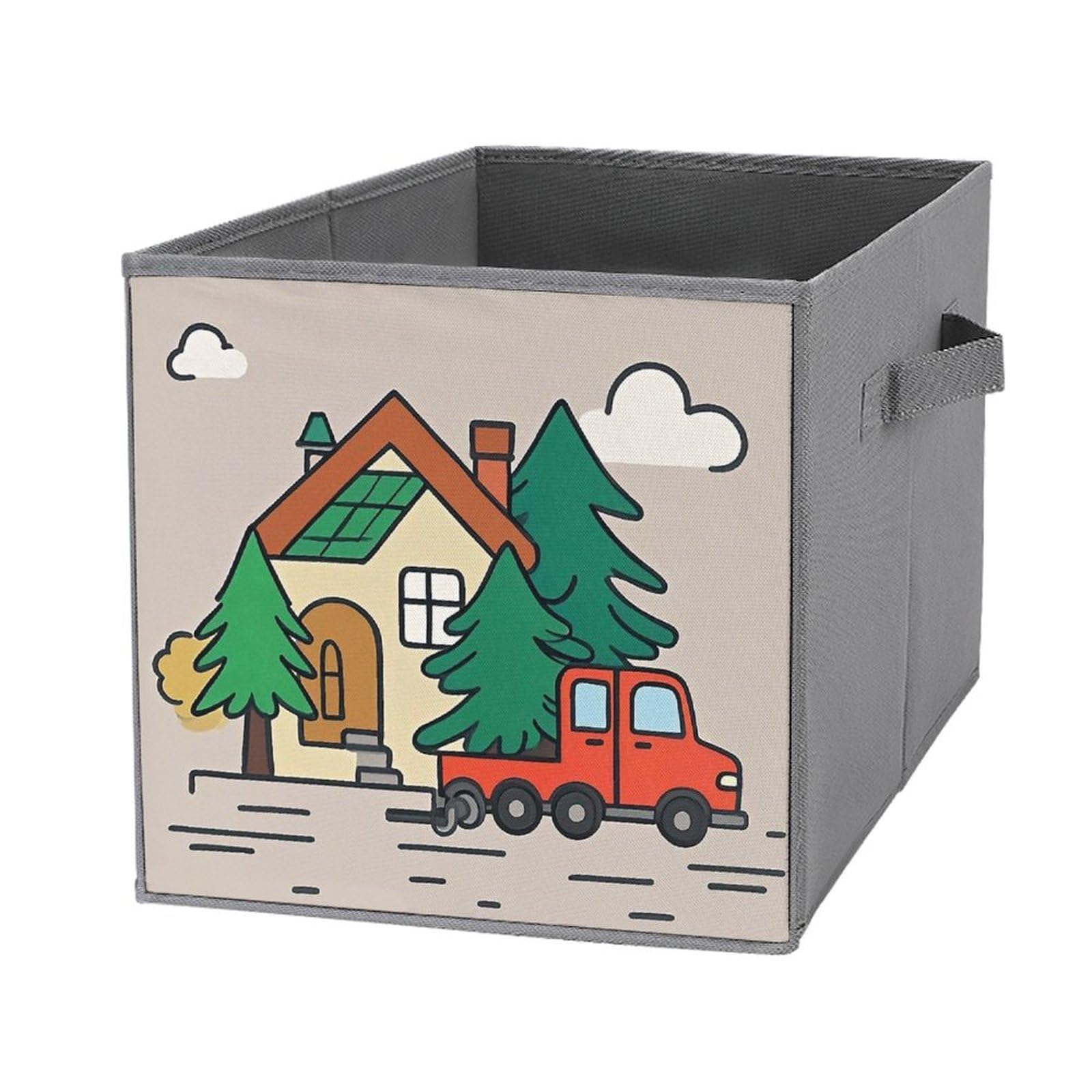 Foldable Storage Bins with Wood Print - Large Capacity Storage Box with Handle for Playroom, Office & Home Organization | Perfect for Toys, Books & Clutter Control