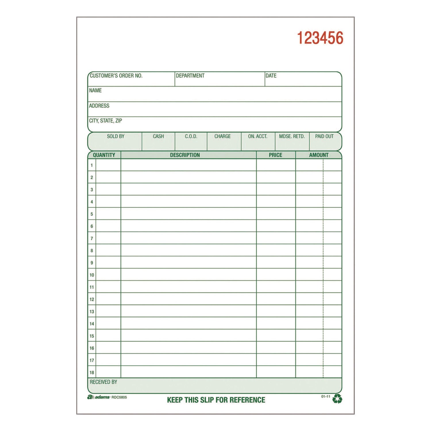 Adams® Multipart General Purpose Sales Pad - 2 Part Carbonless Copy Paper, 5.56