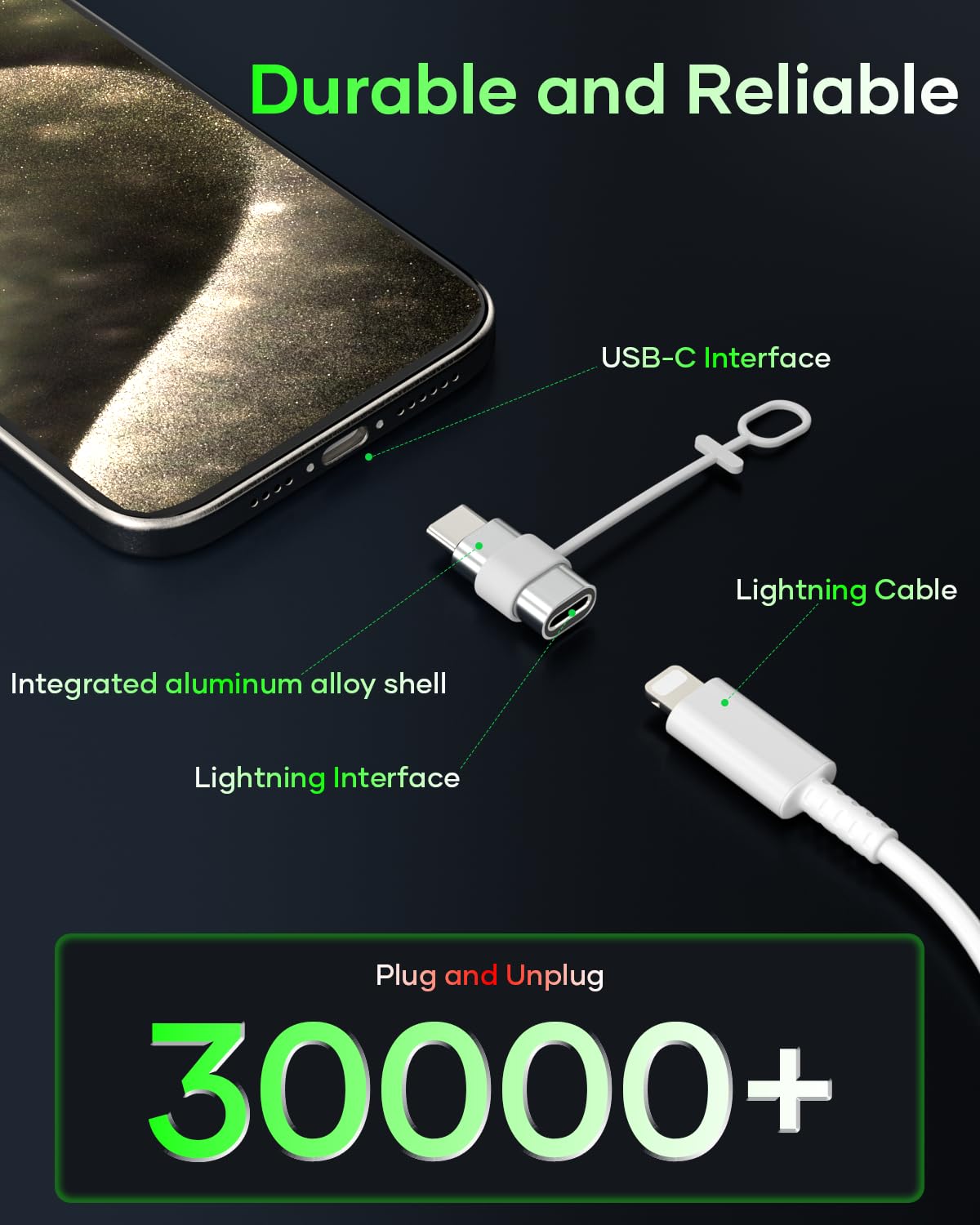 4 Pack Lightning to USB C Adapter for iPhone 16/16 Pro/16 Pro Max/16 Plus/iPhone 15/15 Pro, Samsung S24 - Fast Charging & Data Sync - Compatible with Type C Devices - Perfect for Travel, Office & Home Charging