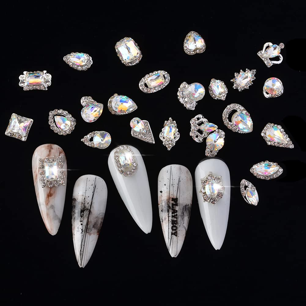 3D Nail Rhinestones Kit - 120Pcs Mixed Shapes for Nail Art & Crafts (24 Styles) - Perfect for DIY Manicures & Nail Decorations