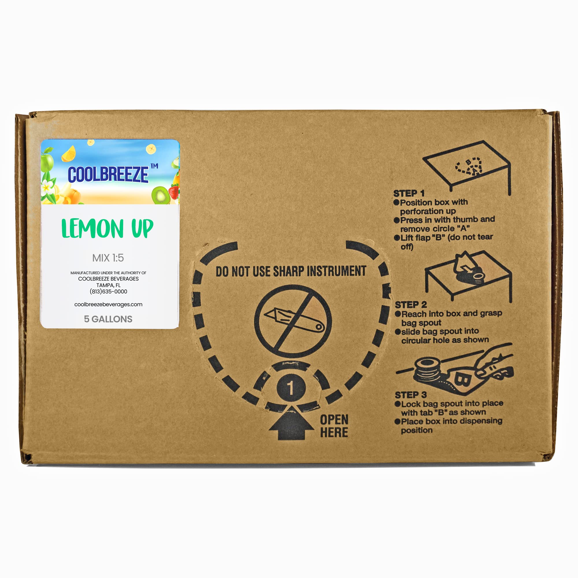 Coolbreeze Lemon Up Soda Syrup Concentrate - 5 Gallon BIB Bag-In-Box for Fountain Machines | Refreshing Lemon Flavor for Restaurants, Movie Theaters & Concession Stands