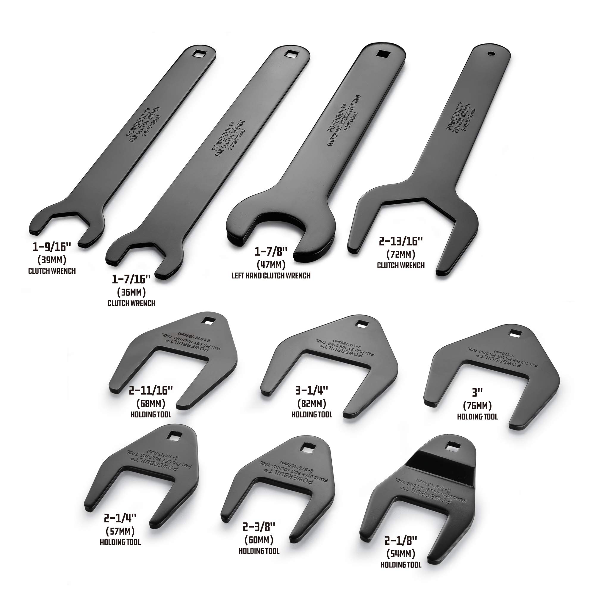 Powerbuilt Master Fan Clutch Wrench Set - 10-Piece Water Pump Cooling System Specialty Tool Kit for Clutch, Pulley & Fan Removal | Perfect for Auto Repair, DIY Mechanics & Professional Garage Use