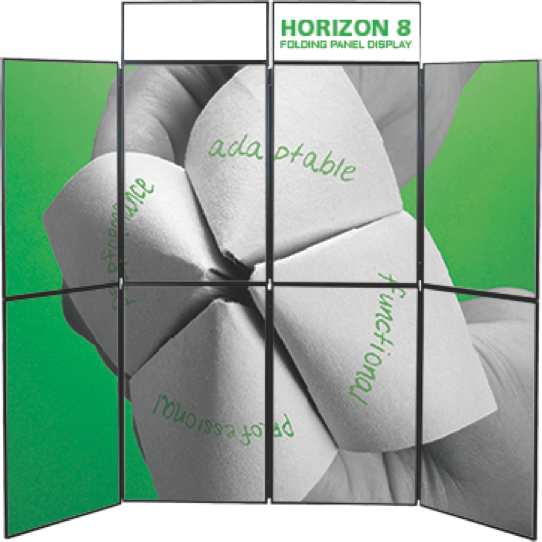 Horizon 3, 6 & 8 Panel Folding Display Stand - Portable Trade Show Booth Graphics for Exhibitions, Events and Retail Stores