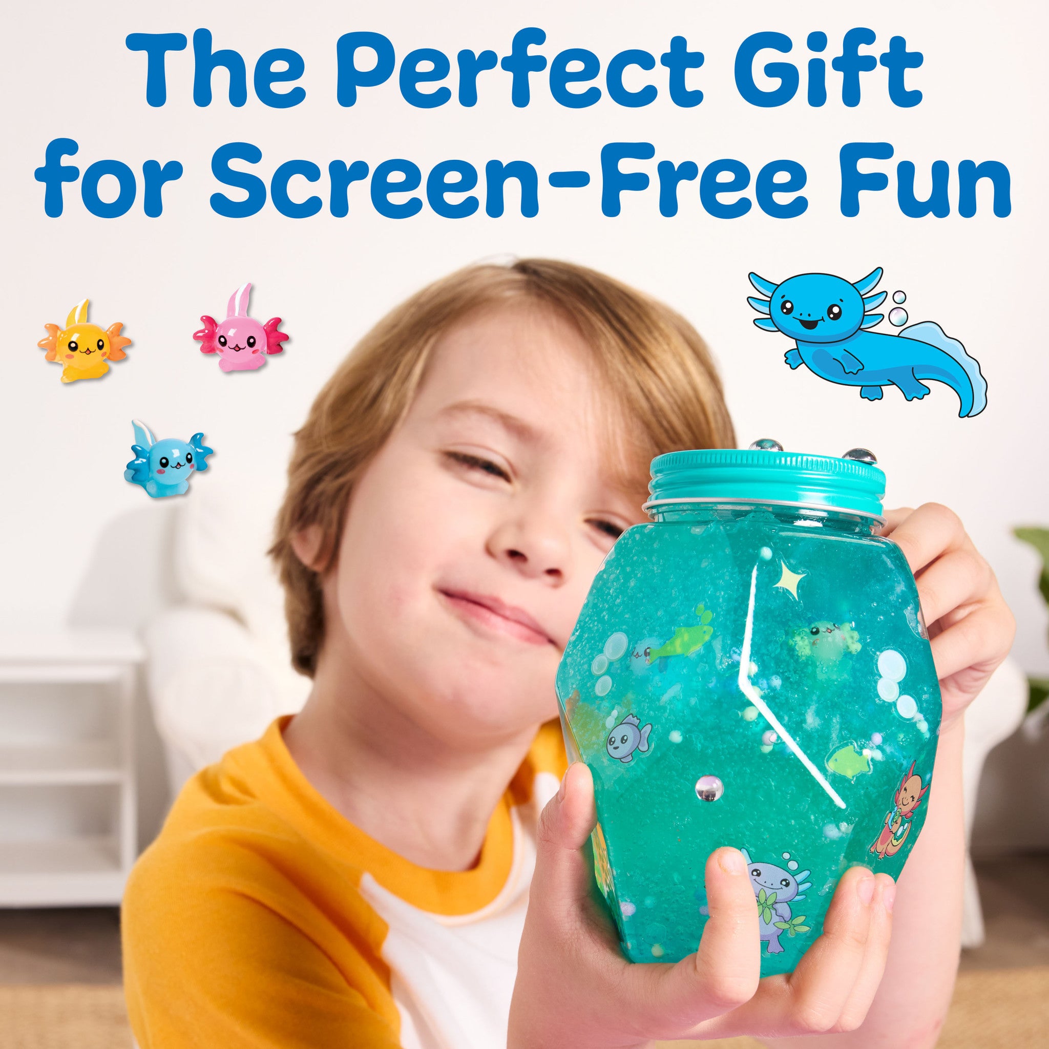 Glowing Axolotl Aquarium Tank - LED Light Up Fish Tank for Home & Office Decor - Perfect for Kids' Rooms, Bedrooms, and Unique Gift Ideas
