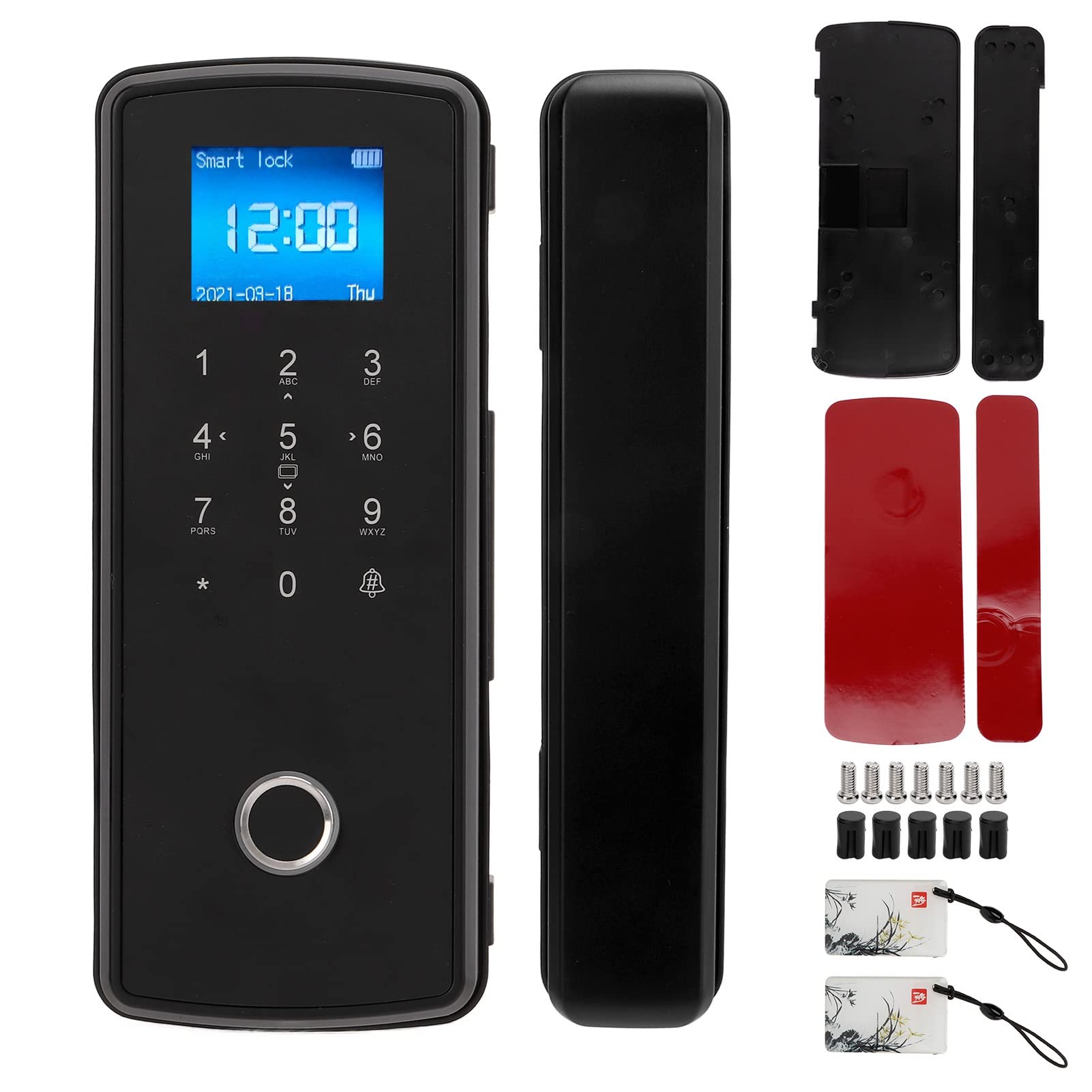 Smart Fingerprint Door Lock with Keypad & Doorbell - 3-in-1 Electronic Entry System (Fingerprint/Password/Card) for Glass Doors - Perfect for Smart Homes, Apartments & Office Security
