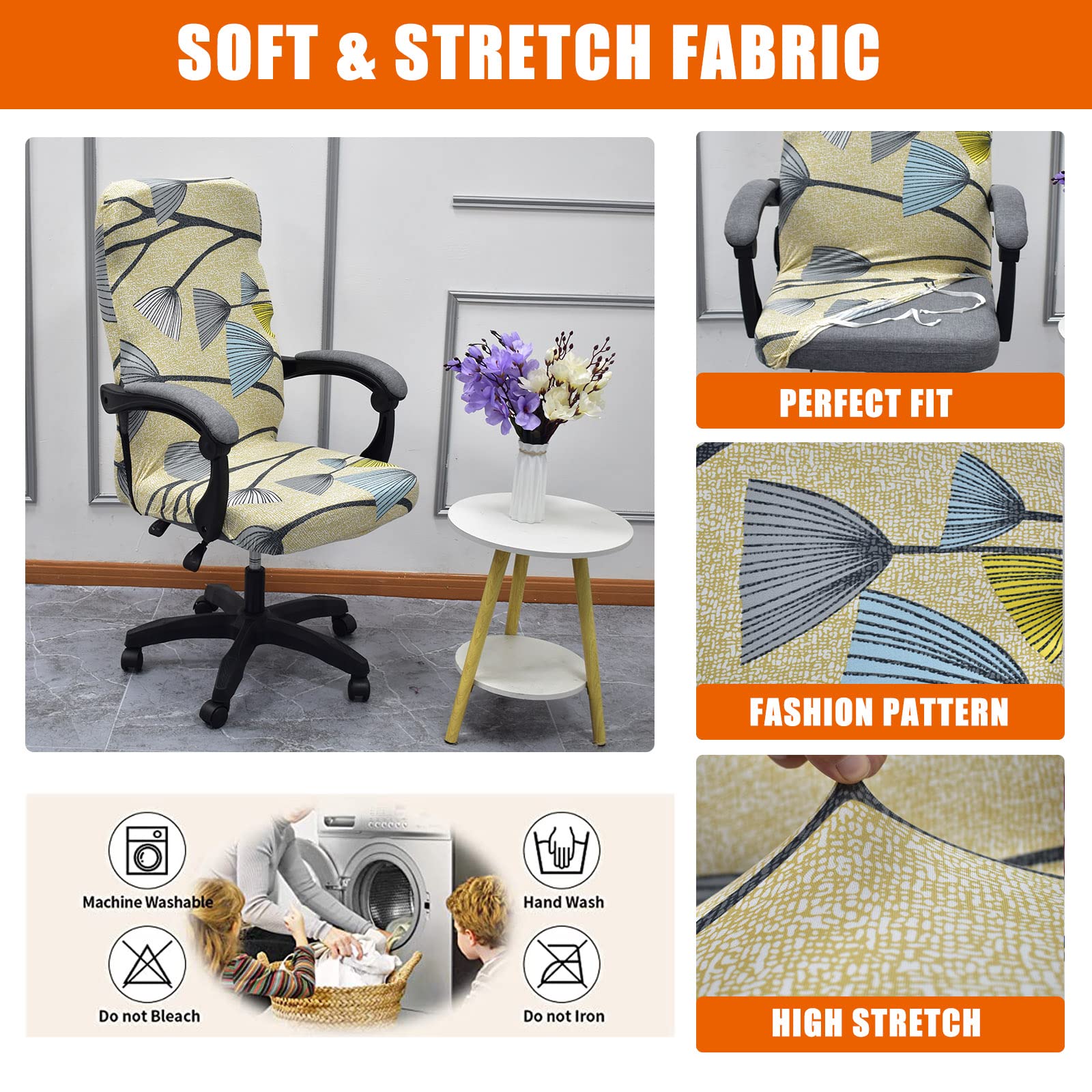 CRFATOP Universal Stretch Office Chair Cover with Durable Zipper - High Back Desk Chair Slipcover for Computer Chairs, Simplistic Style (Size M, Model A18) - Perfect for Home Office, Gaming Setup & Conference Rooms