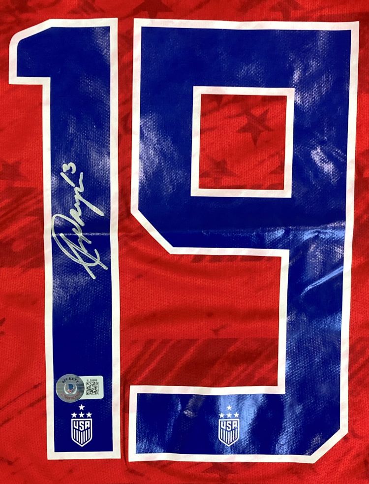 Alex Morgan Autographed 2019/20 Nike USA Women's Soccer Jersey - Authentic Signed Champions Jersey - Perfect for Collectors, Fans & Sports Memorabilia Displays
